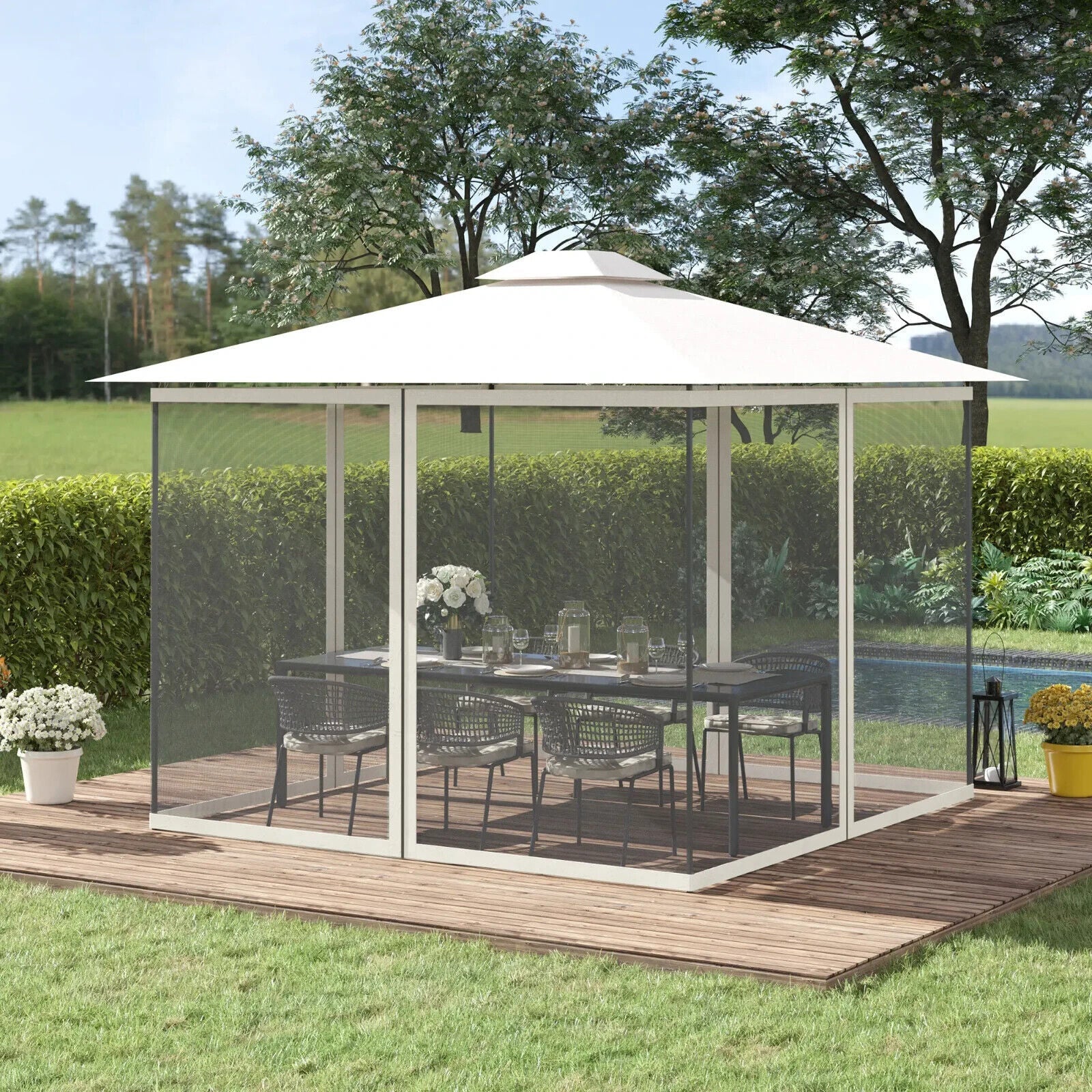 302 x 207cm Universal Replacement Gazebo Mesh Netting Screen Walls Replacements - Home and Garden Furniture Shop - #rustic - furniture#