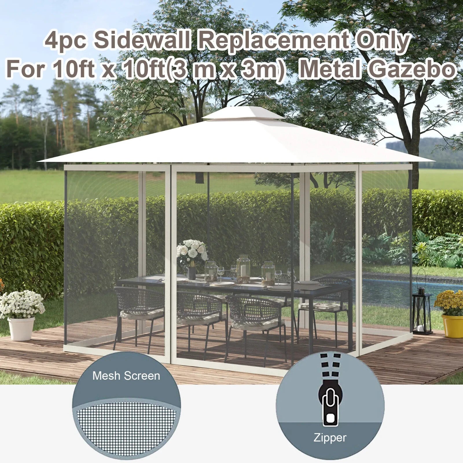 302 x 207cm Universal Replacement Gazebo Mesh Netting Screen Walls Replacements - Home and Garden Furniture Shop - rustic - furniture