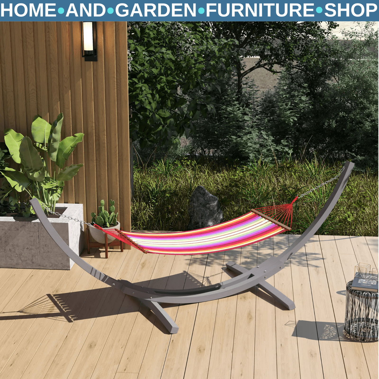 3.25m Wooden Hammock Stand Universal Fit Garden Camping Picnic Outdoor Accessory - Home and Garden Furniture Shop - rustic - furniture