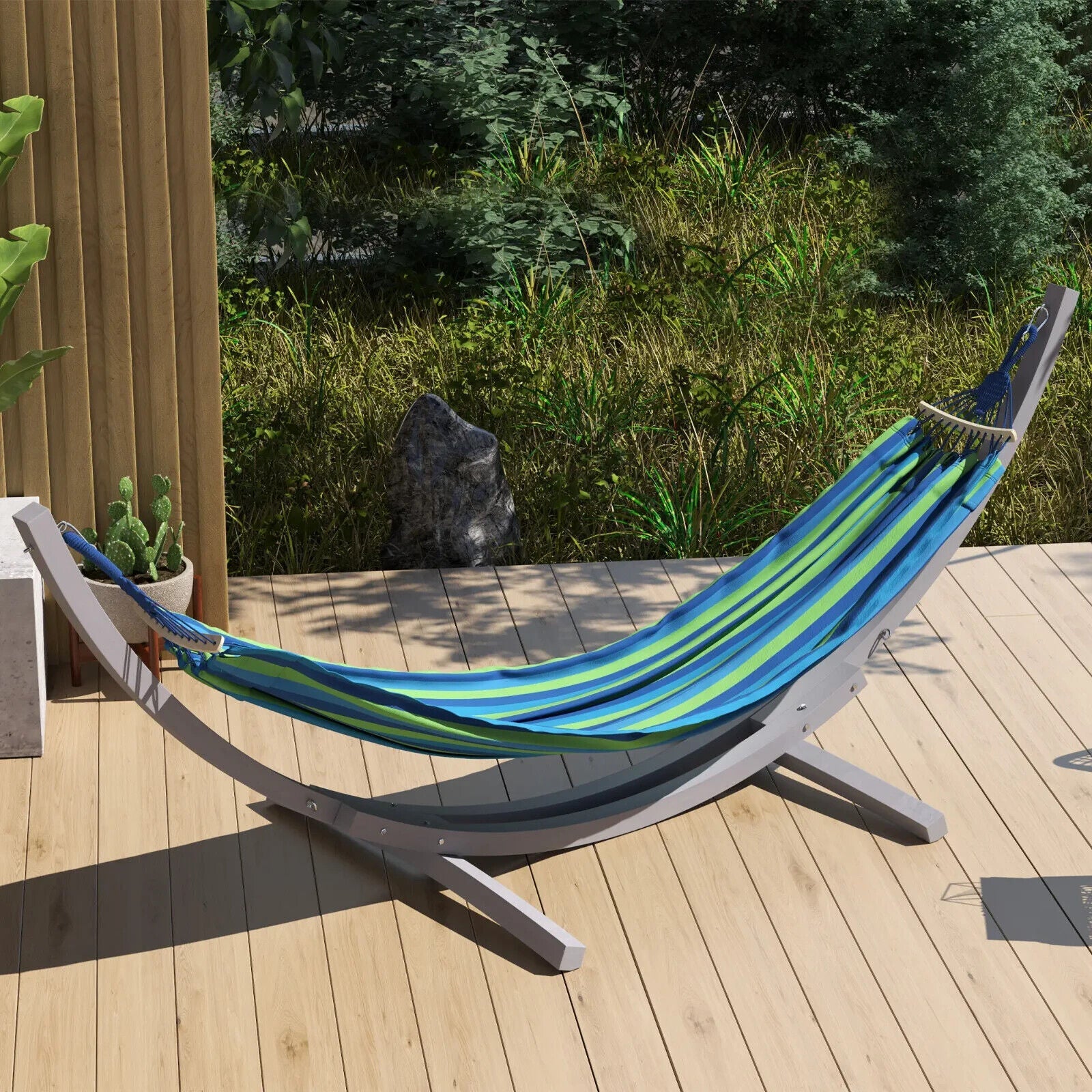 3.25m Wooden Hammock Stand Universal Fit Garden Camping Picnic Outdoor Accessory - Home and Garden Furniture Shop - #rustic - furniture#