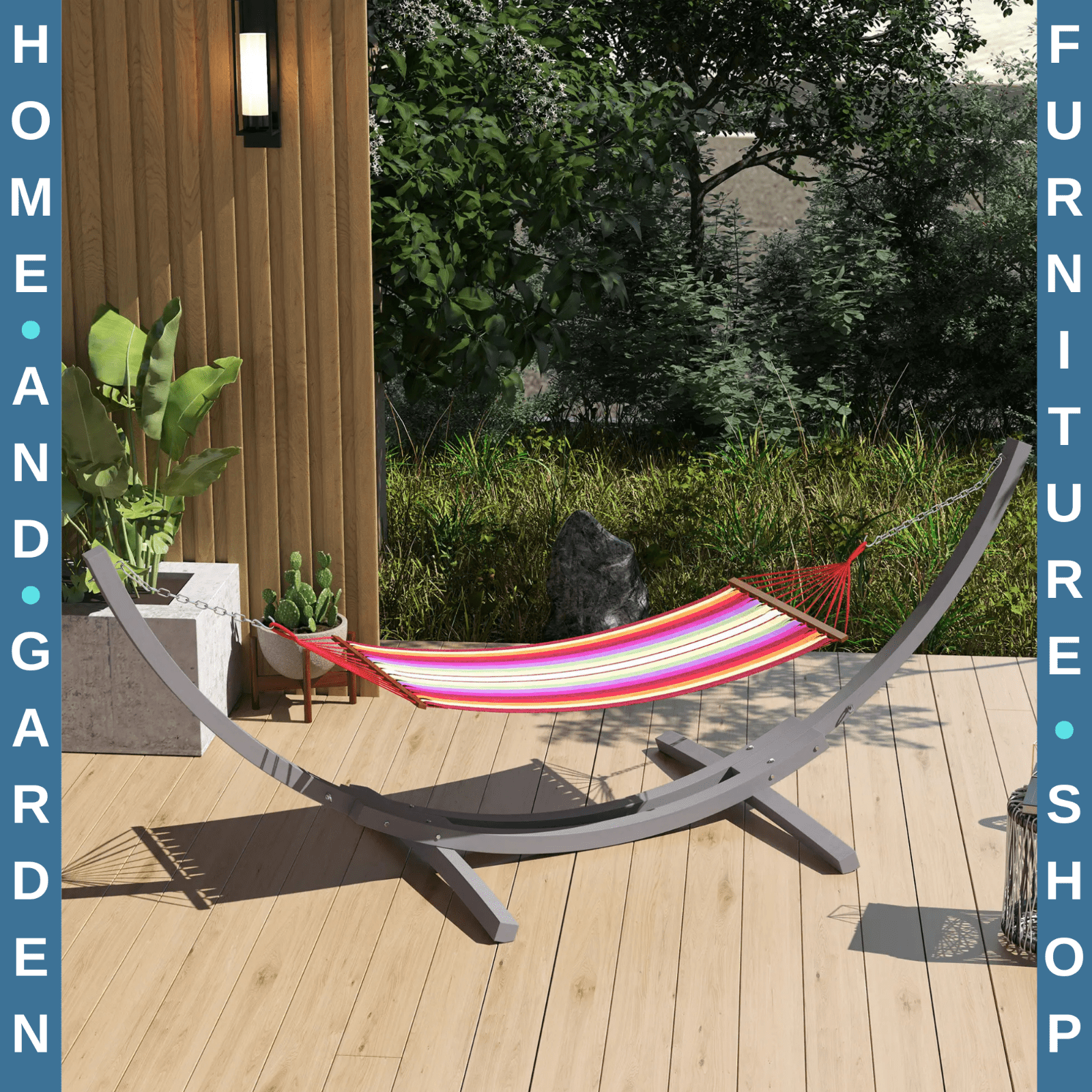 3.25m Wooden Hammock Stand Universal Fit Garden Camping Picnic Outdoor Accessory - Home and Garden Furniture Shop - rustic - furniture