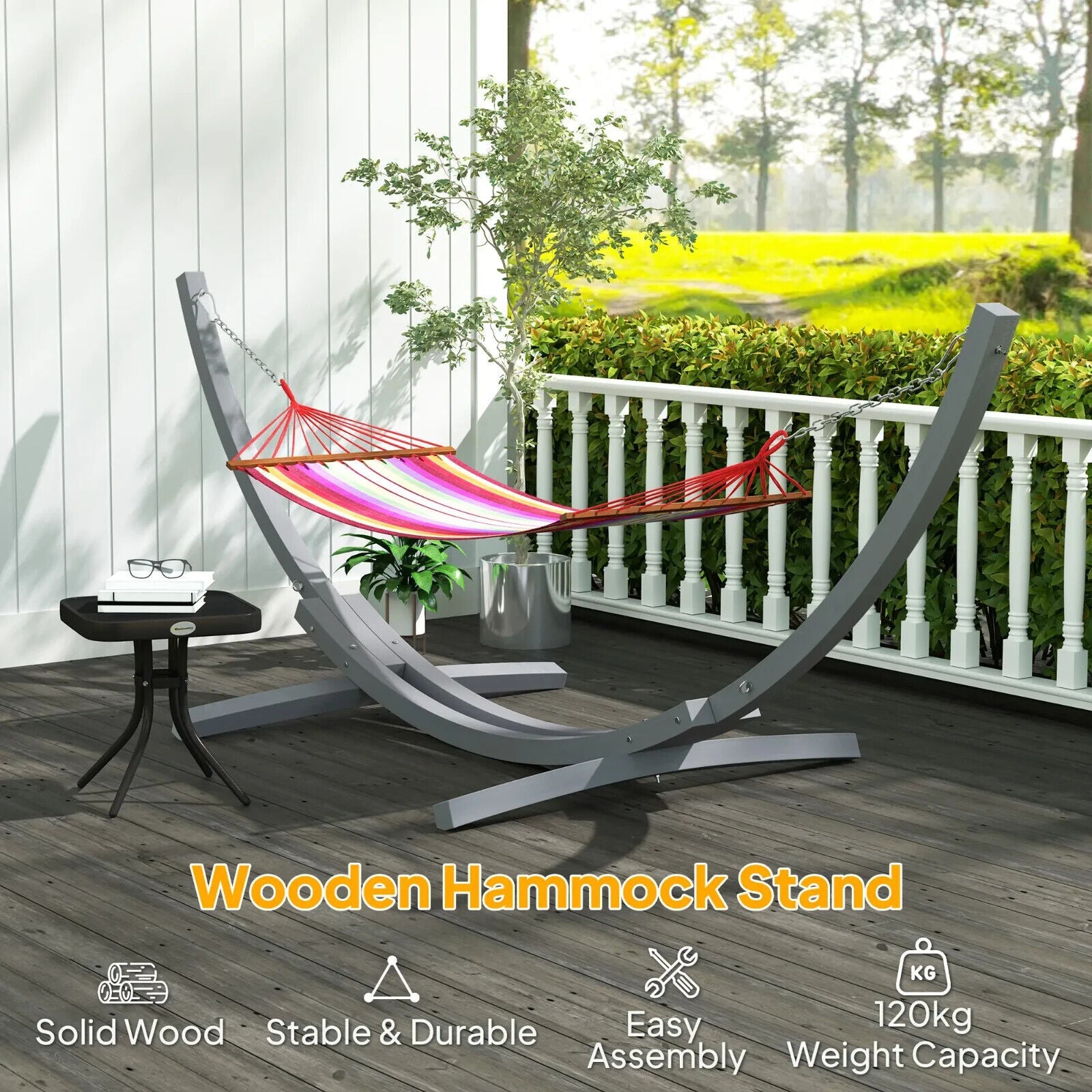 3.25m Wooden Hammock Stand Universal Fit Garden Camping Picnic Outdoor Accessory - Home and Garden Furniture Shop - #rustic - furniture#