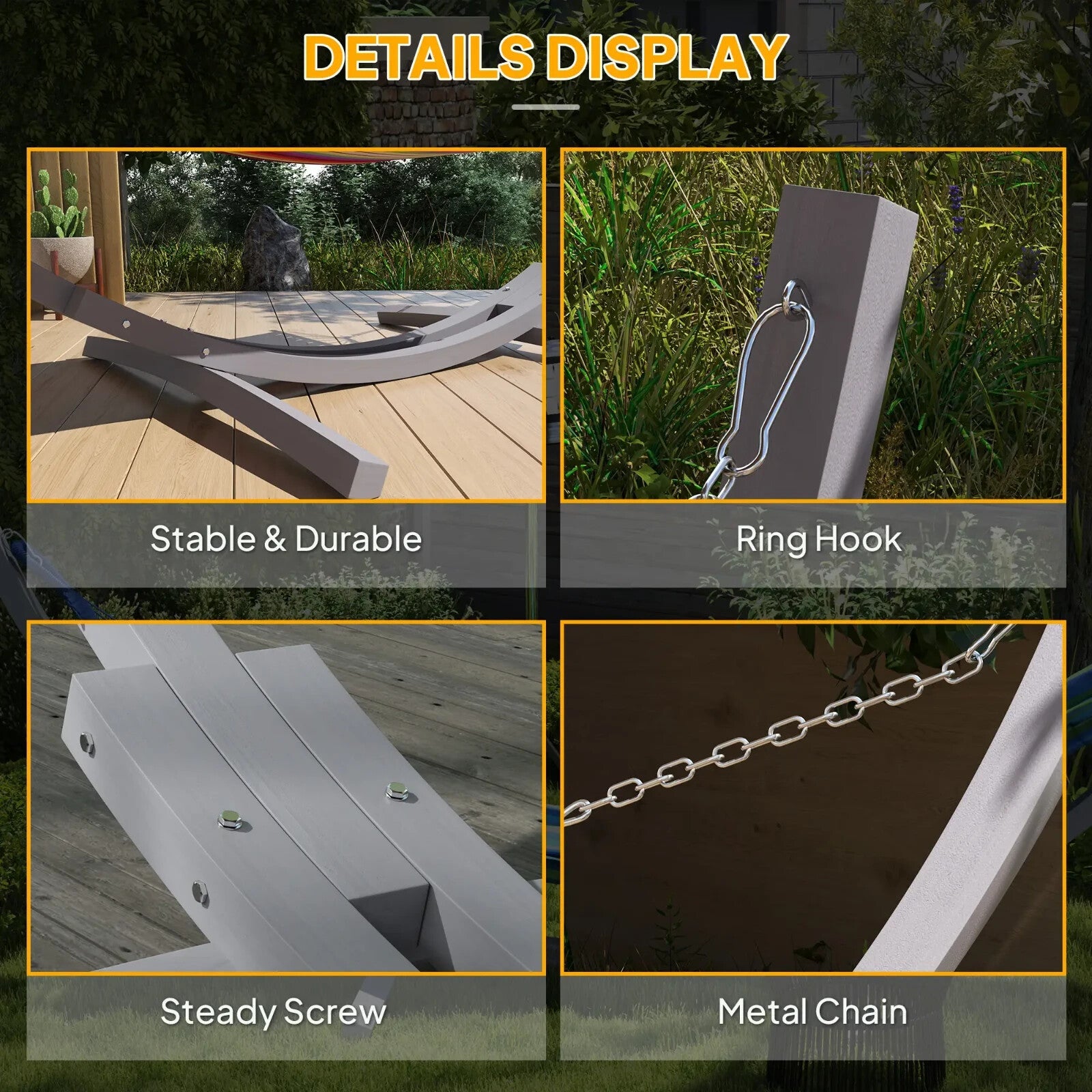 3.25m Wooden Hammock Stand Universal Fit Garden Camping Picnic Outdoor Accessory - Home and Garden Furniture Shop - rustic - furniture