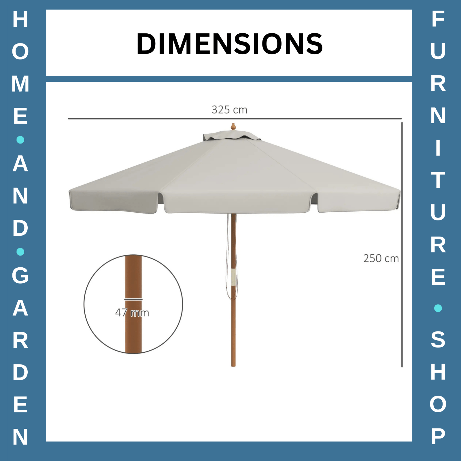3.3 m Garden Parasol Umbrella Sun Shade with Bamboo Ribs Pole & Ruffled Canopy - Home and Garden Furniture Shop - rustic - furniture