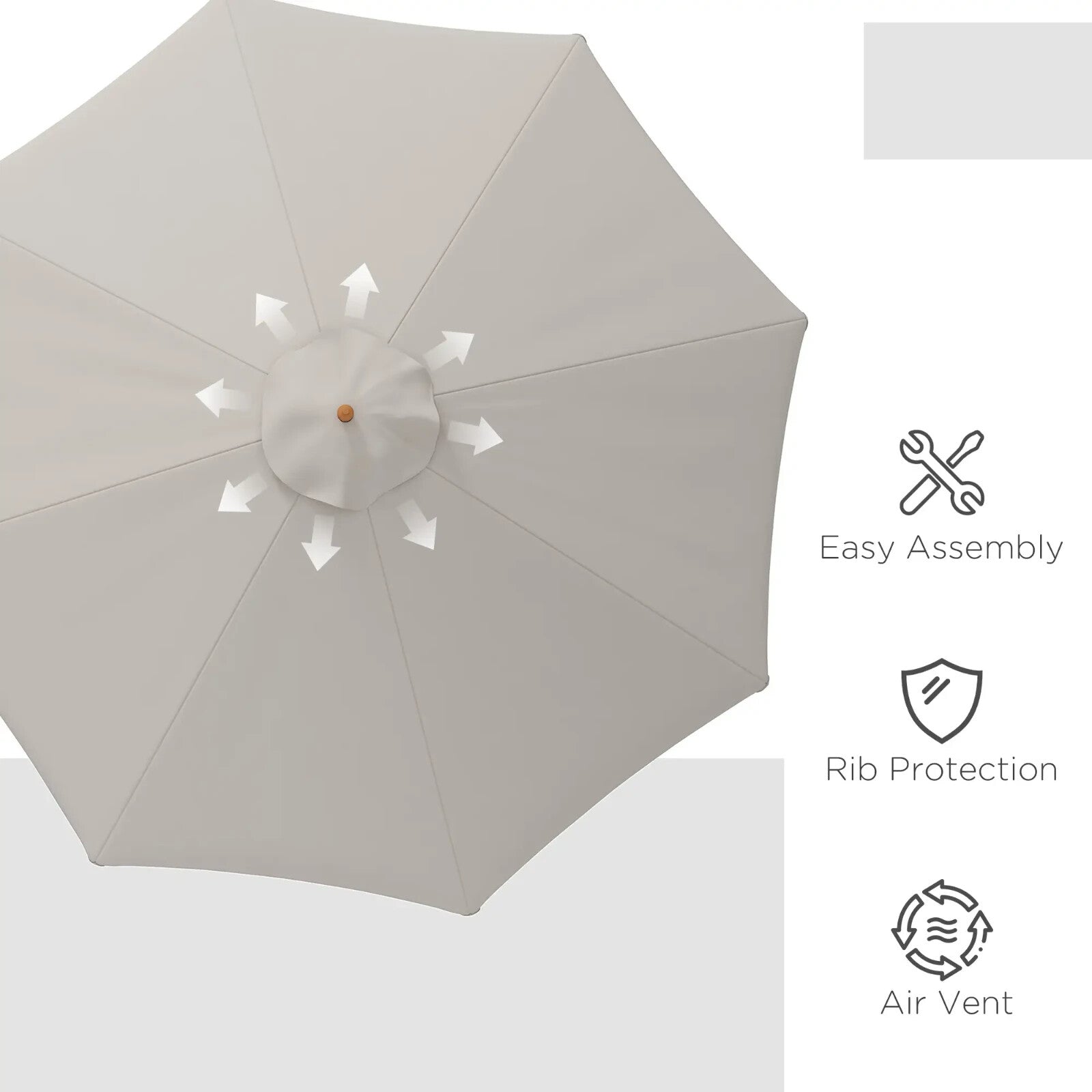 3.3 m Garden Parasol Umbrella Sun Shade with Bamboo Ribs Pole & Ruffled Canopy - Home and Garden Furniture Shop - rustic - furniture