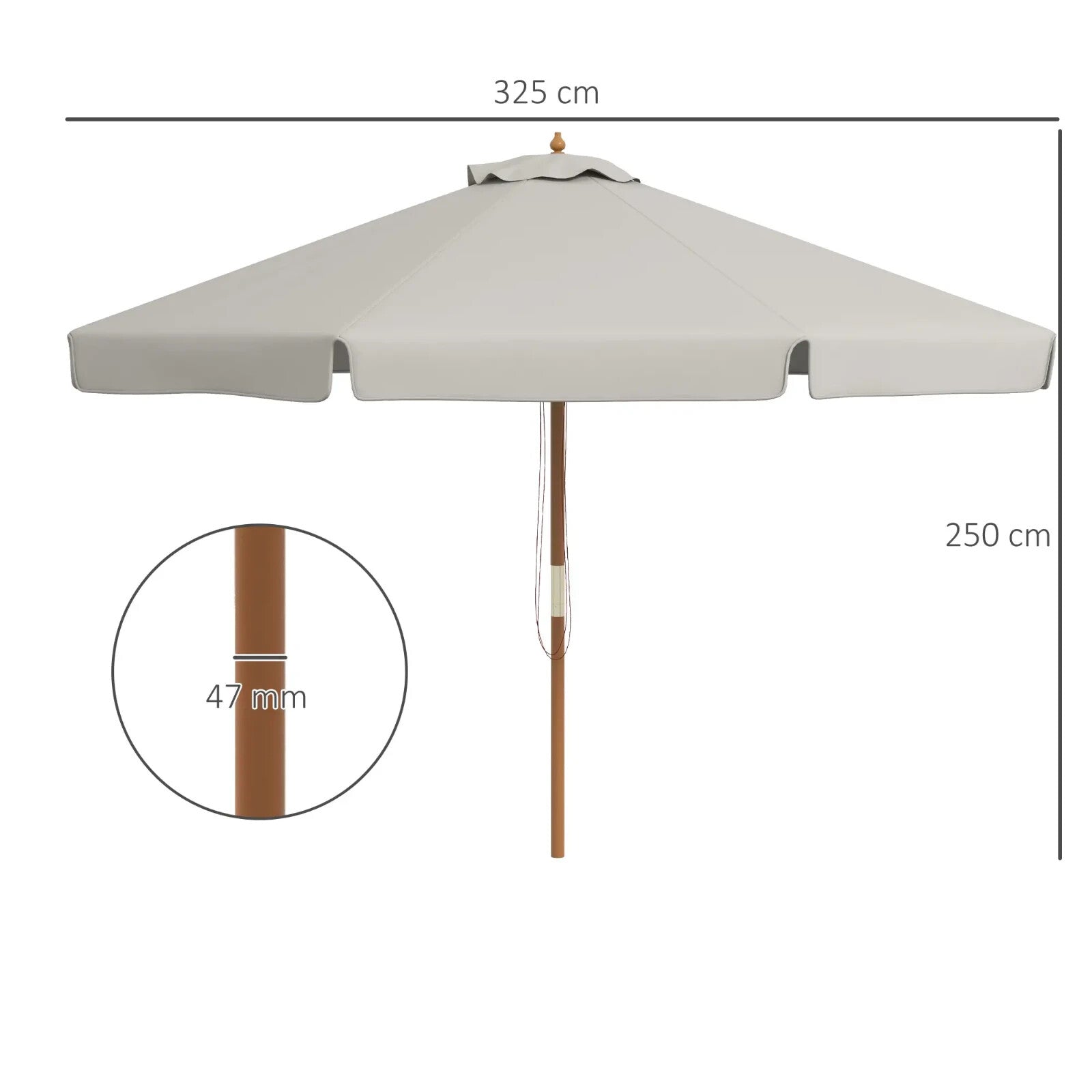 3.3 m Garden Parasol Umbrella Sun Shade with Bamboo Ribs Pole & Ruffled Canopy - Home and Garden Furniture Shop - rustic - furniture