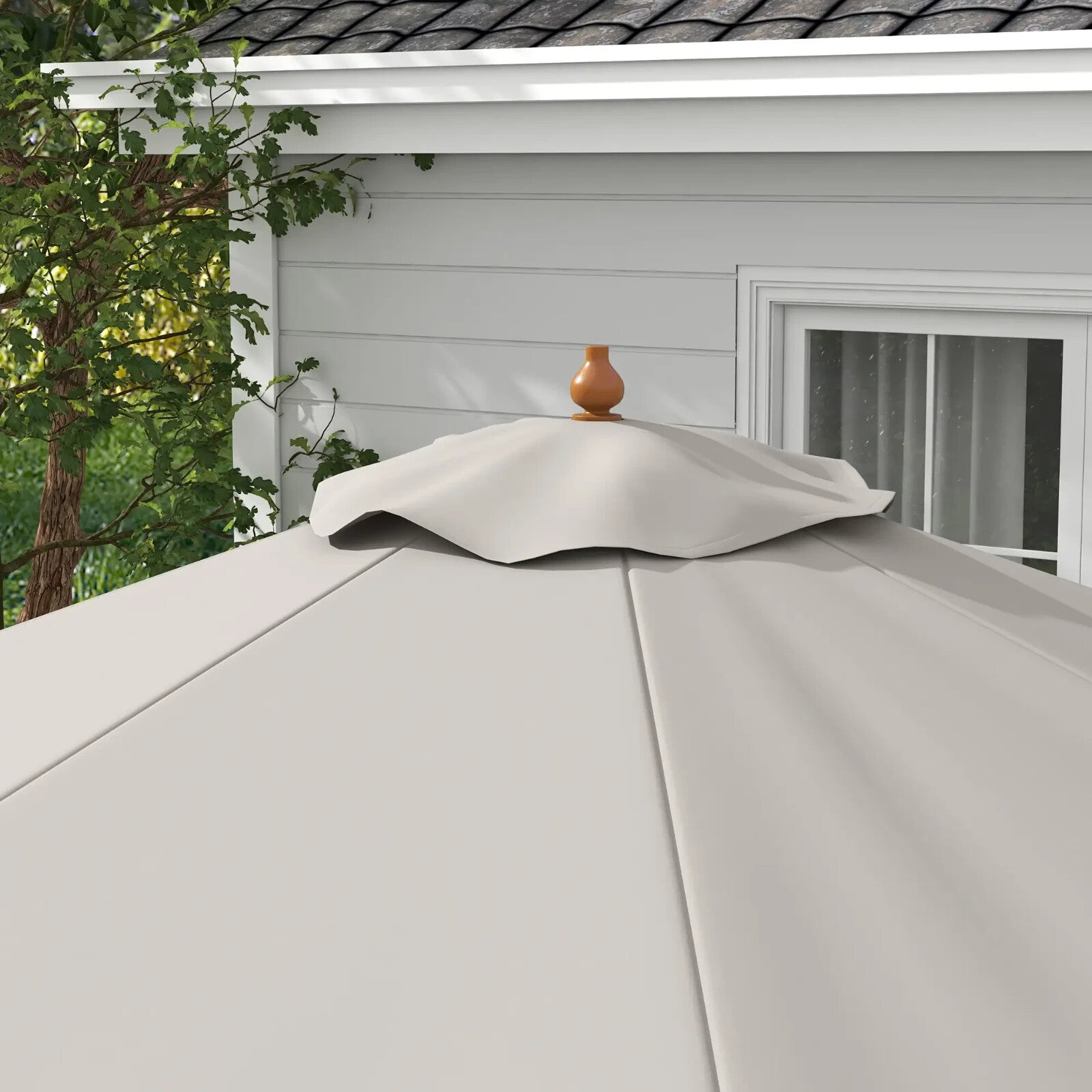 3.3 m Garden Parasol Umbrella Sun Shade with Bamboo Ribs Pole & Ruffled Canopy - Home and Garden Furniture Shop - rustic - furniture