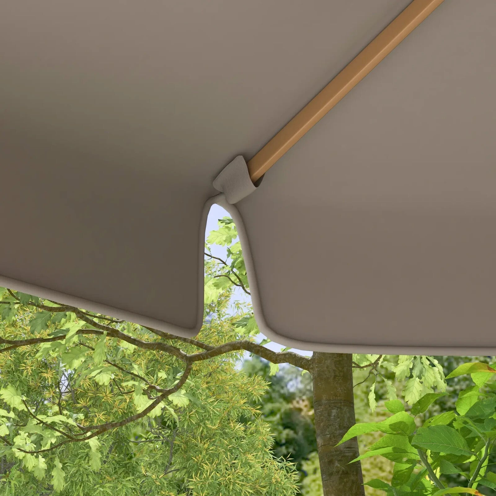 3.3 m Garden Parasol Umbrella Sun Shade with Bamboo Ribs Pole & Ruffled Canopy - Home and Garden Furniture Shop - rustic - furniture