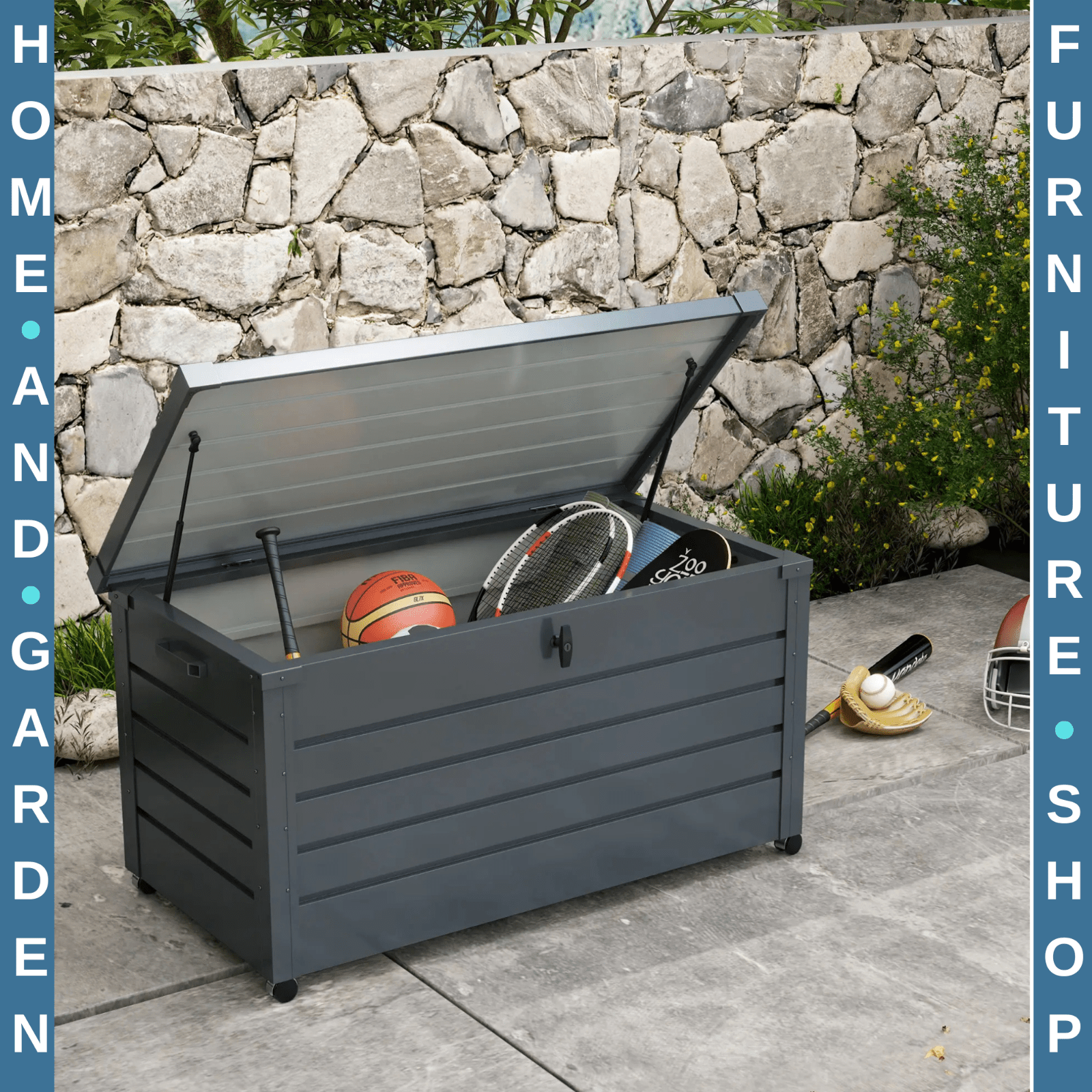 331 Litre Garden Storage Box Outdoor Waterproof Chest w/ Wheel Lockable Lid Shed - Home and Garden Furniture Shop - #rustic - furniture#