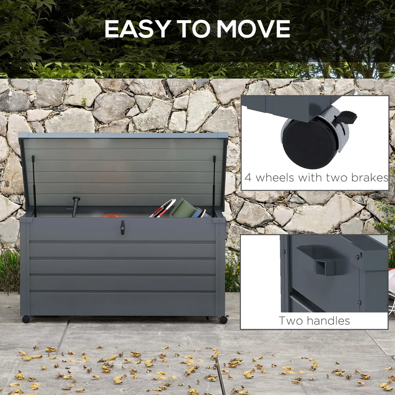 331 Litre Garden Storage Box Outdoor Waterproof Chest w/ Wheel Lockable Lid Shed - Home and Garden Furniture Shop - #rustic - furniture#