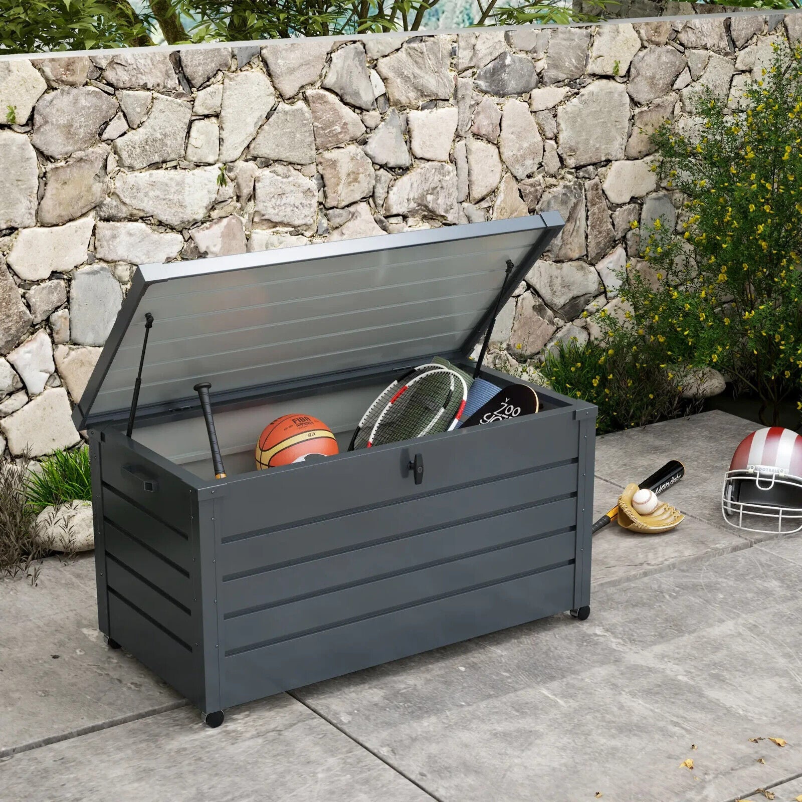 331 Litre Garden Storage Box Outdoor Waterproof Chest w/ Wheel Lockable Lid Shed - Home and Garden Furniture Shop - #rustic - furniture#