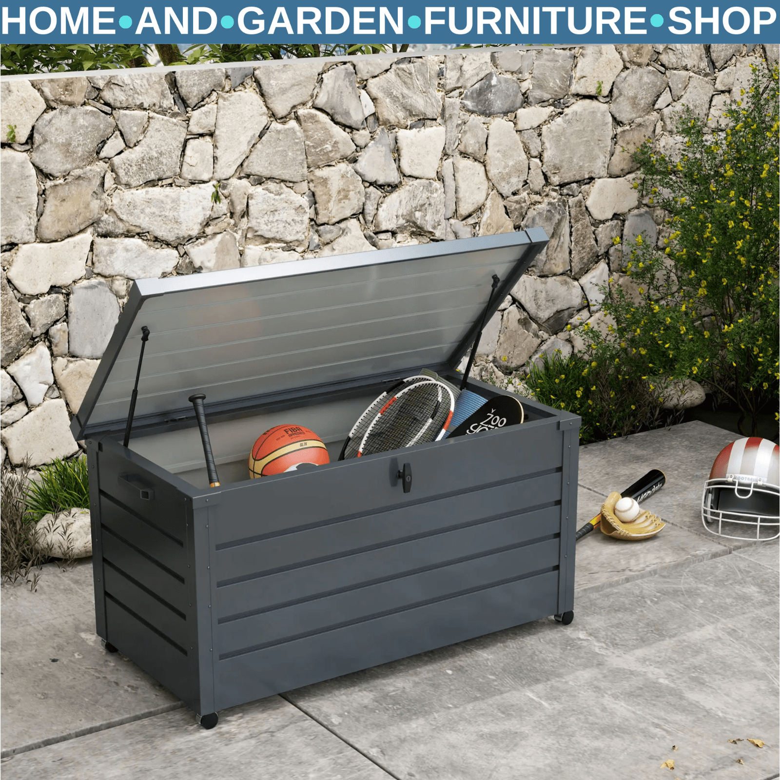 331 Litre Garden Storage Box Outdoor Waterproof Chest w/ Wheel Lockable Lid Shed - Home and Garden Furniture Shop - #rustic - furniture#