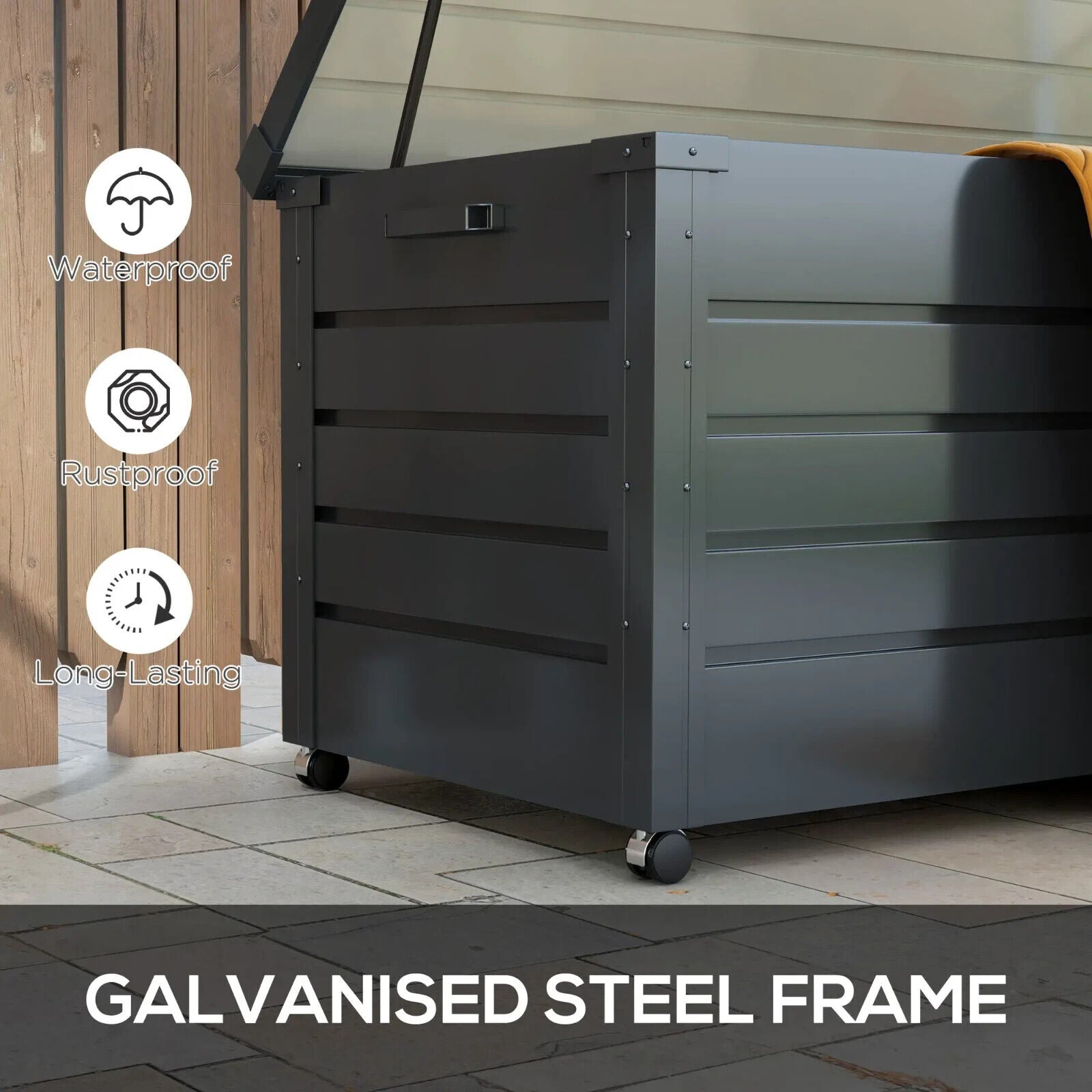 331 Litre Garden Storage Box Outdoor Waterproof Chest w/ Wheel Lockable Lid Shed - Home and Garden Furniture Shop - #rustic - furniture#