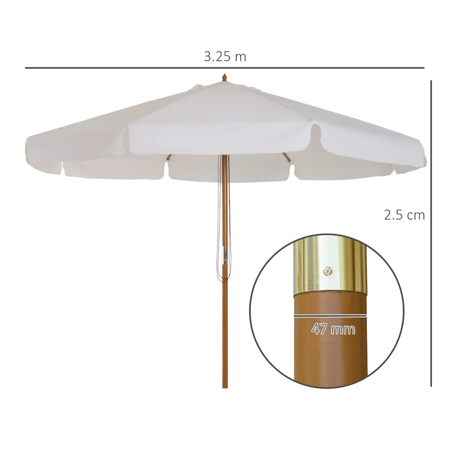 3.3m Garden Parasol Umbrella Outdoor Sun Shade Canopy w/ Bamboo Ribs Wooden Pole - Home and Garden Furniture Shop - rustic - furniture