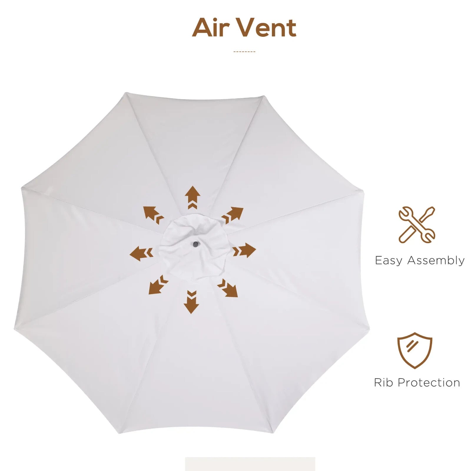 3.3m Garden Parasol Umbrella Outdoor Sun Shade Canopy w/ Bamboo Ribs Wooden Pole - Home and Garden Furniture Shop - rustic - furniture
