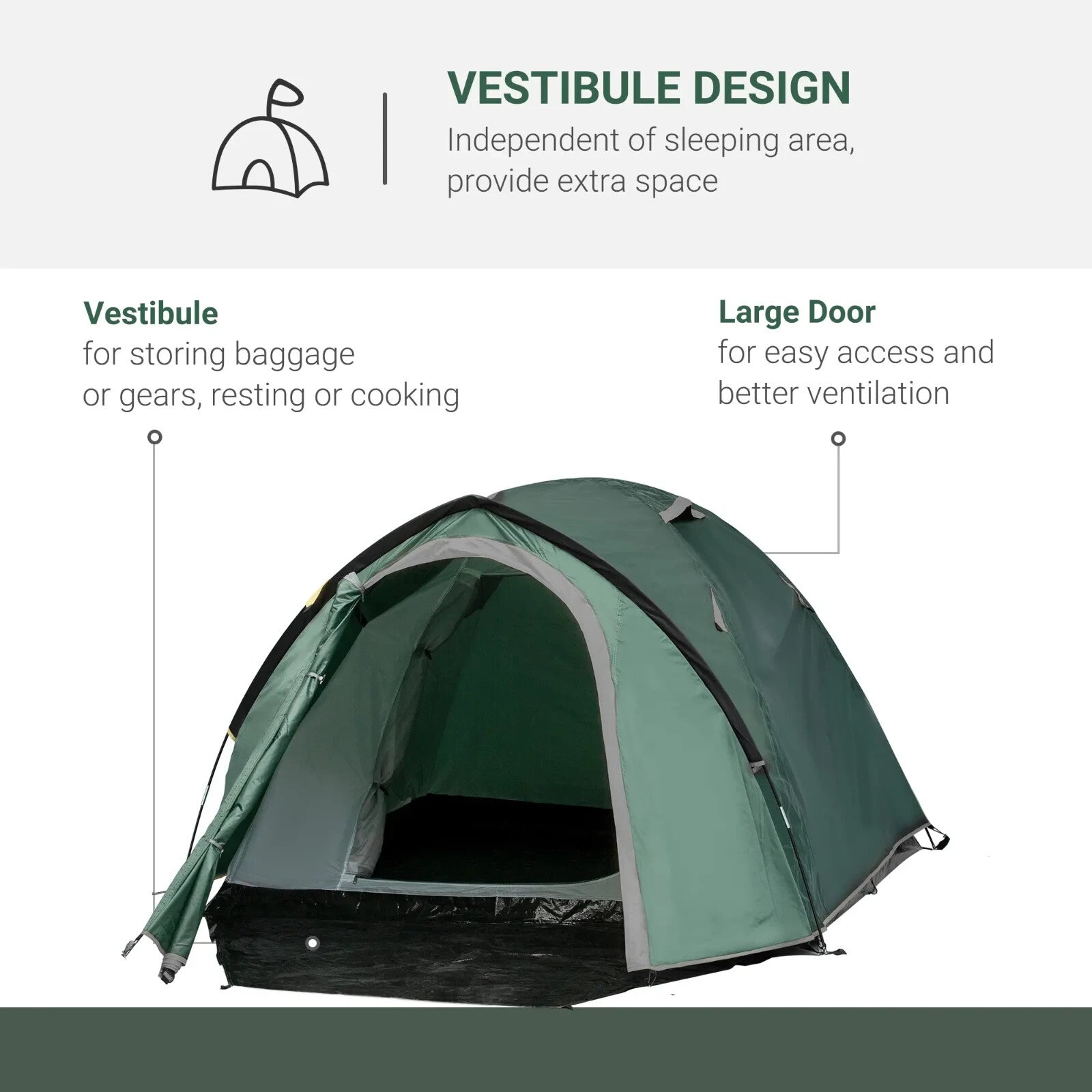 3–4 Person Dome Tent with Large Windows Waterproof Shelter for Family Camping - Home and Garden Furniture Shop - rustic - furniture