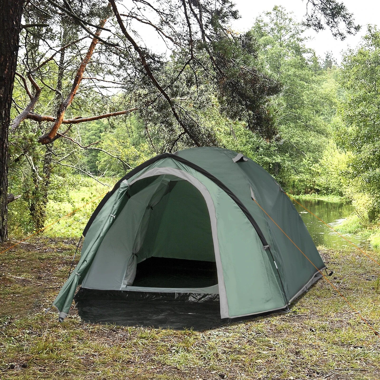 3–4 Person Dome Tent with Large Windows Waterproof Shelter for Family Camping - Home and Garden Furniture Shop - rustic - furniture