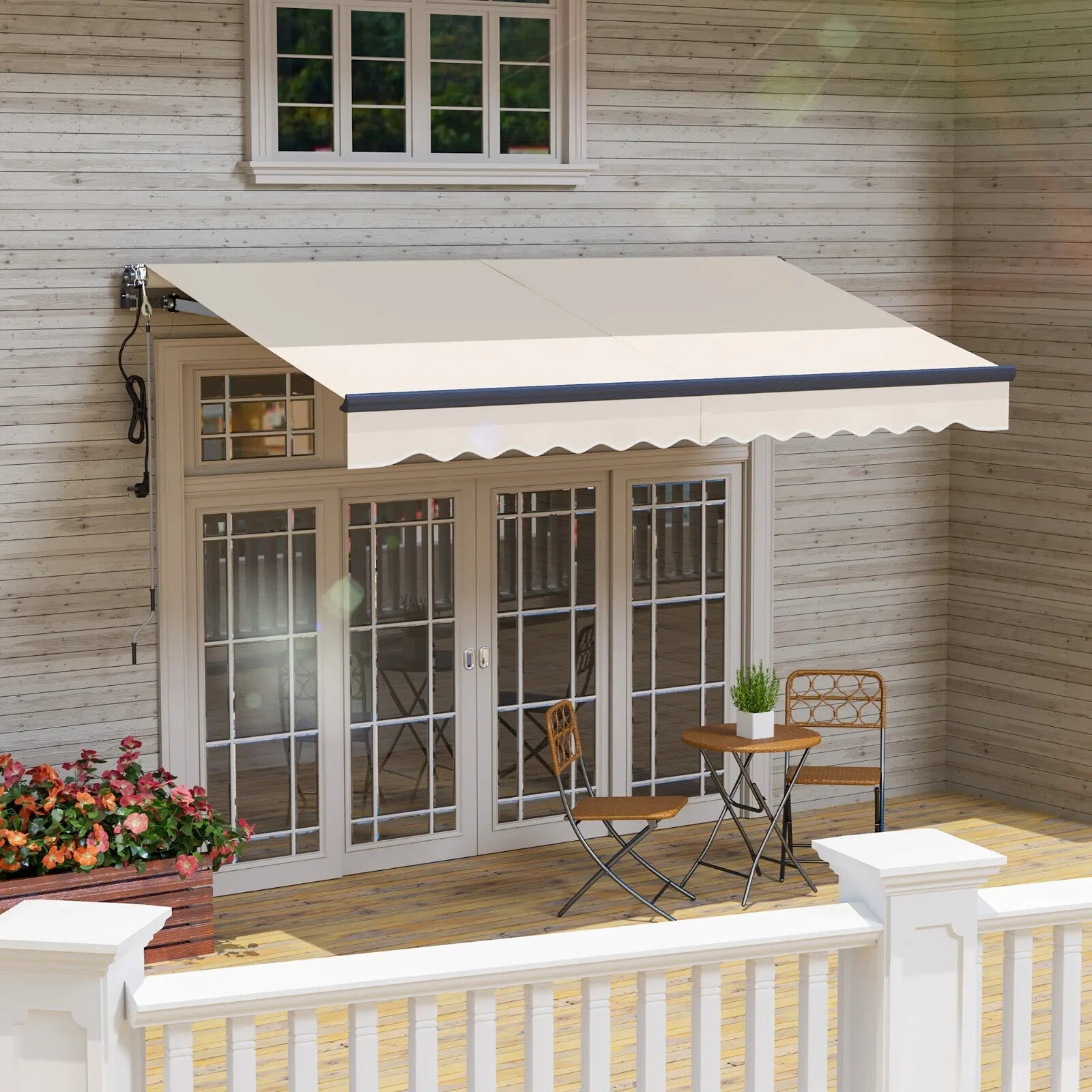 3.5 x 3 m Electric Retractable Awning Remote Control Aluminium Frame Sun Shade - Home and Garden Furniture Shop - rustic - furniture