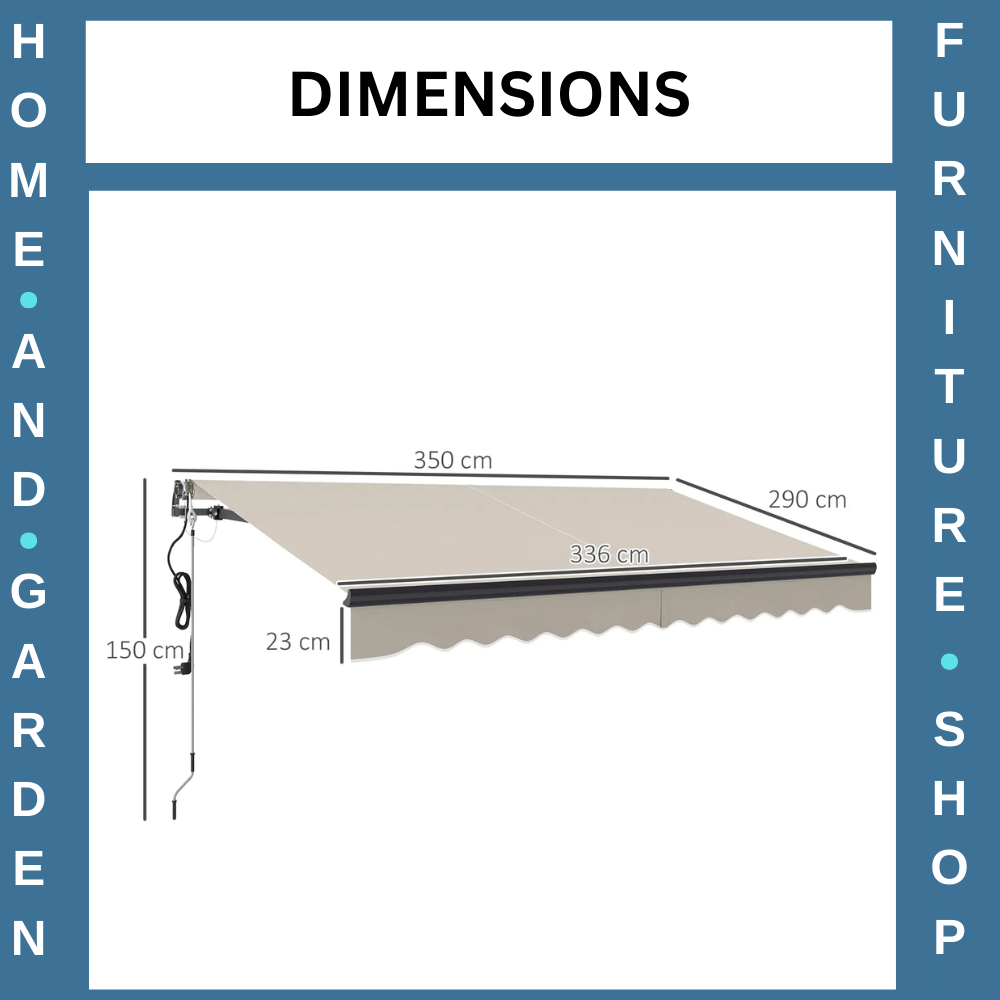 3.5 x 3 m Electric Retractable Awning Remote Control Aluminium Frame Sun Shade - Home and Garden Furniture Shop - rustic - furniture
