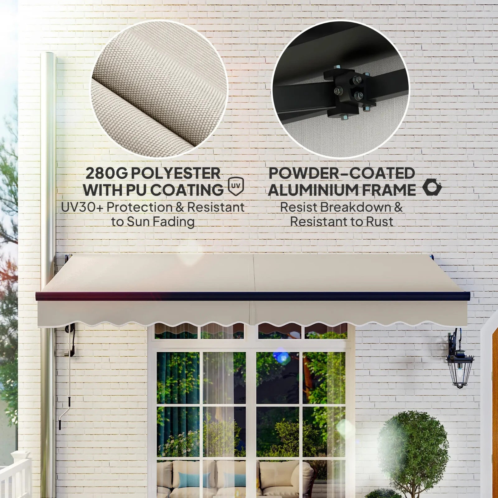 3.5 x 3 m Electric Retractable Awning Remote Control Aluminium Frame Sun Shade - Home and Garden Furniture Shop - rustic - furniture