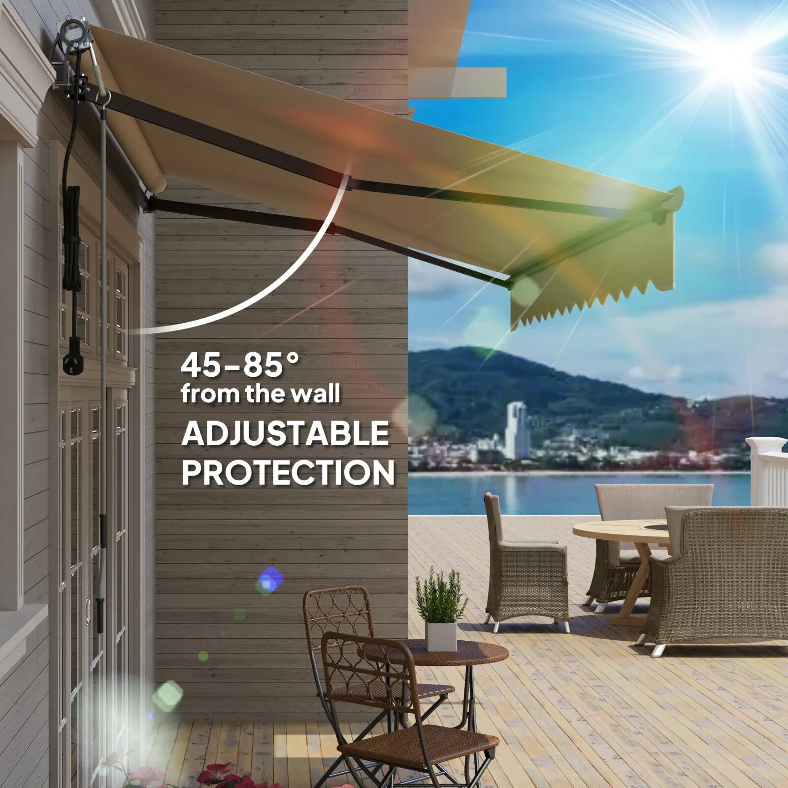 3.5 x 3 m Electric Retractable Awning Remote Control Aluminium Frame Sun Shade - Home and Garden Furniture Shop - rustic - furniture