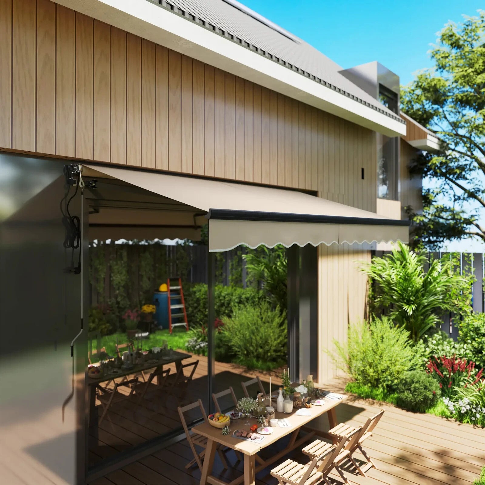 3.5 x 3 m Electric Retractable Awning Remote Control Aluminium Frame Sun Shade - Home and Garden Furniture Shop - rustic - furniture