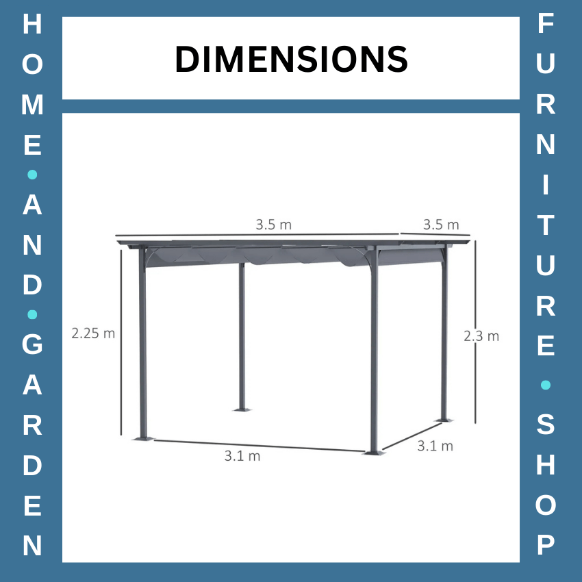 3.5m x 3.5m Metal Pergola Gazebo with Retractable Roof Garden Shade Shelter - Home and Garden Furniture Shop - rustic - furniture