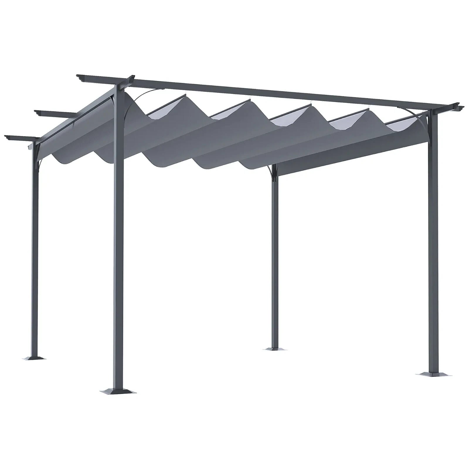 3.5m x 3.5m Metal Pergola Gazebo with Retractable Roof Garden Shade Shelter - Home and Garden Furniture Shop - rustic - furniture