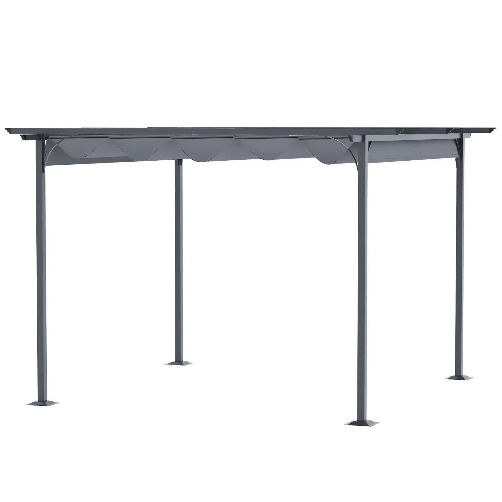 3.5m x 3.5m Metal Pergola Gazebo with Retractable Roof Garden Shade Shelter - Home and Garden Furniture Shop - rustic - furniture