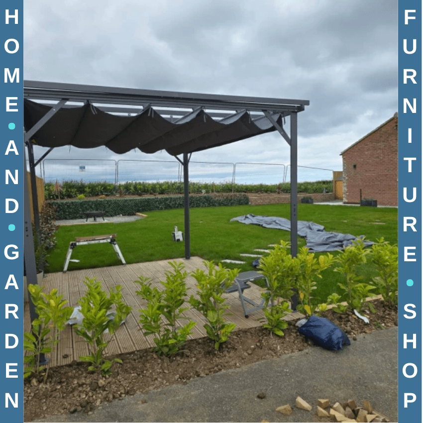 3.6 x 3 m Retractable Garden Pergola Gazebo with Canopy & Curtains for Sun Shade - Home and Garden Furniture Shop - rustic - furniture