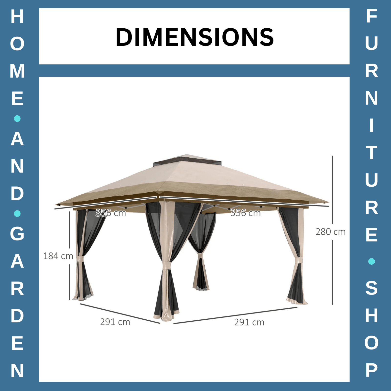3.6 x 3.6 m Pop Up Gazebo with Mesh Sides Height Adjustable Event Tent w/ Wheels - Home and Garden Furniture Shop - rustic - furniture