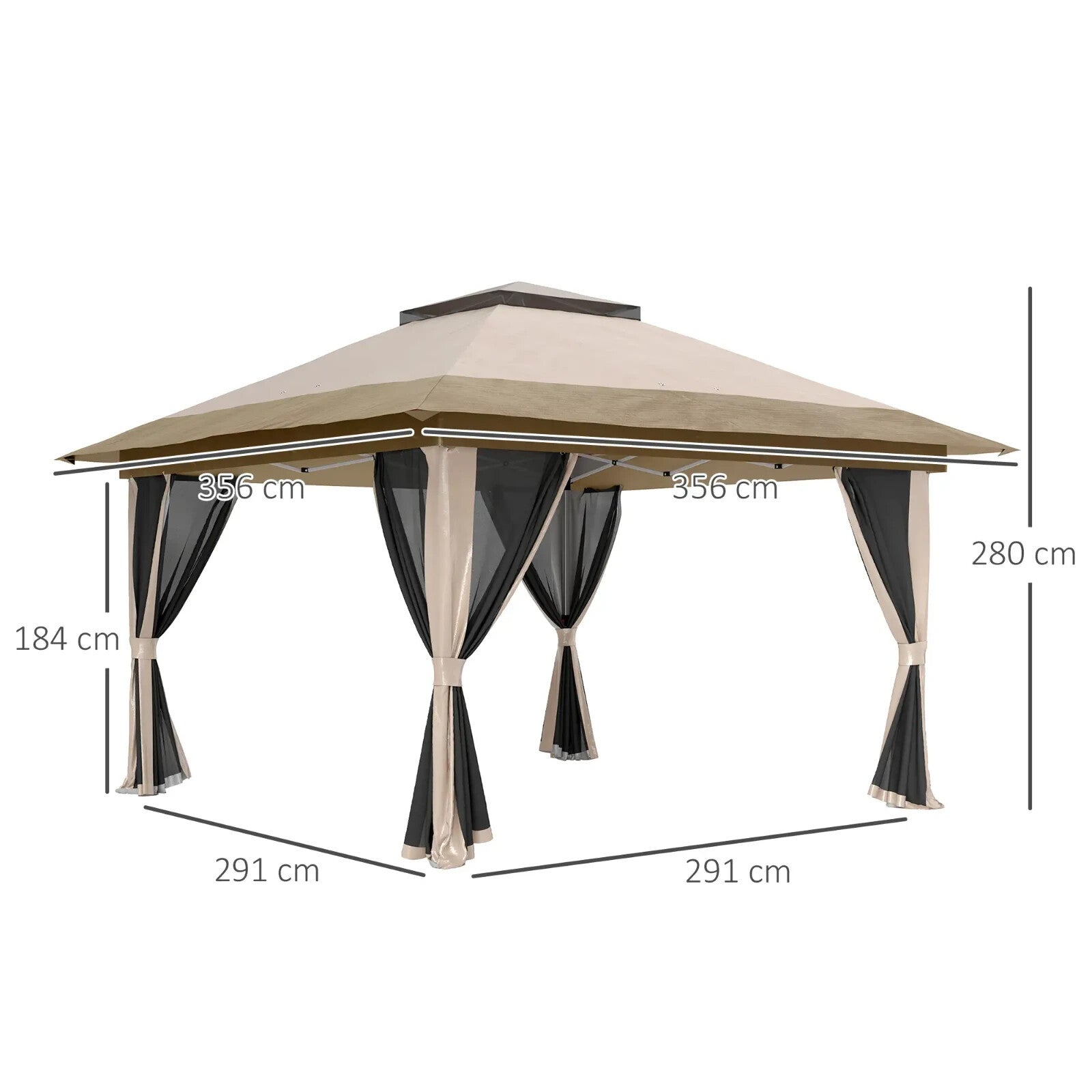 3.6 x 3.6 m Pop Up Gazebo with Mesh Sides Height Adjustable Event Tent w/ Wheels - Home and Garden Furniture Shop - rustic - furniture