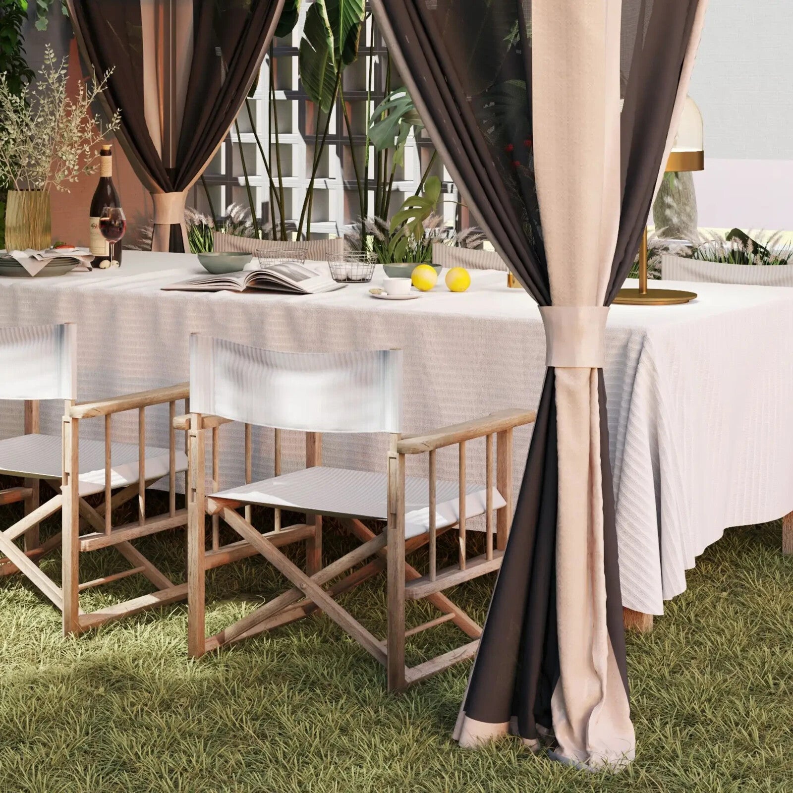3.6 x 3.6 m Pop Up Gazebo with Mesh Sides Height Adjustable Event Tent w/ Wheels - Home and Garden Furniture Shop - rustic - furniture