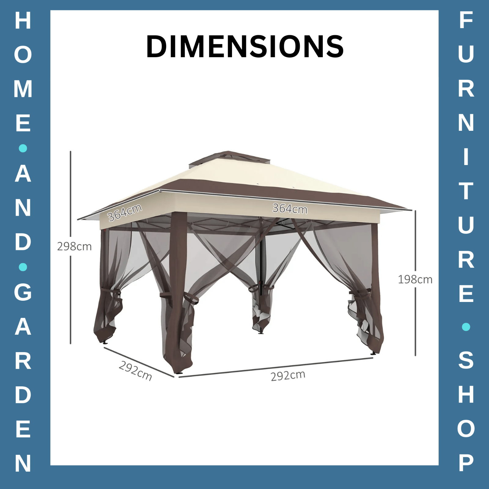 3.6 x 3.6m Pop - up Gazebo Tent Garden Marquee Canopy Steel Frame Sun Shade W/ Bag - Home and Garden Furniture Shop - #rustic - furniture#