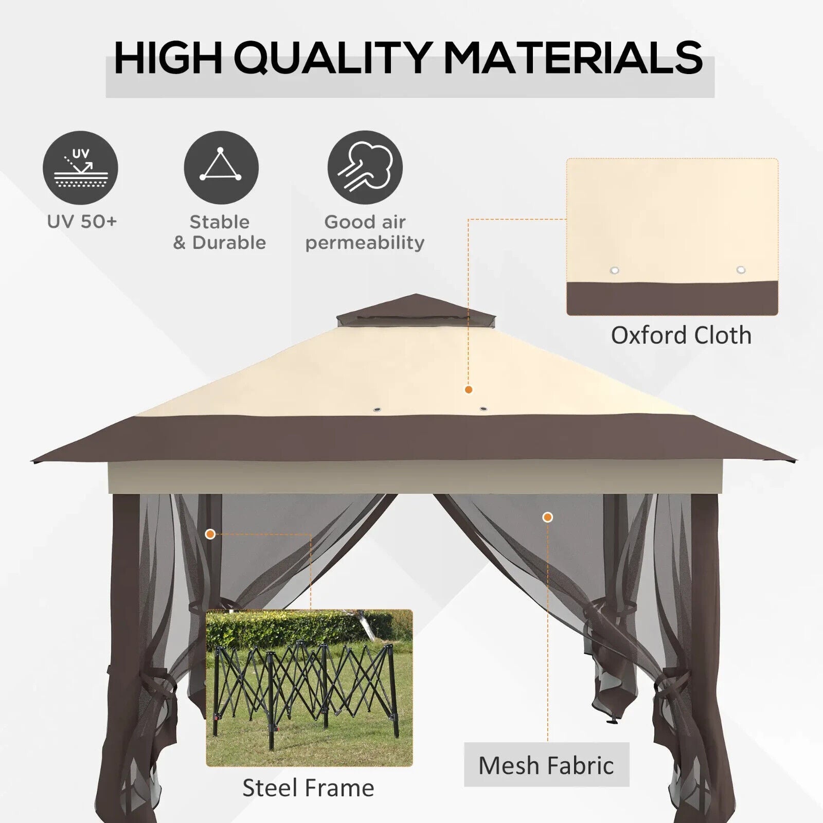 3.6 x 3.6m Pop - up Gazebo Tent Garden Marquee Canopy Steel Frame Sun Shade W/ Bag - Home and Garden Furniture Shop - #rustic - furniture#