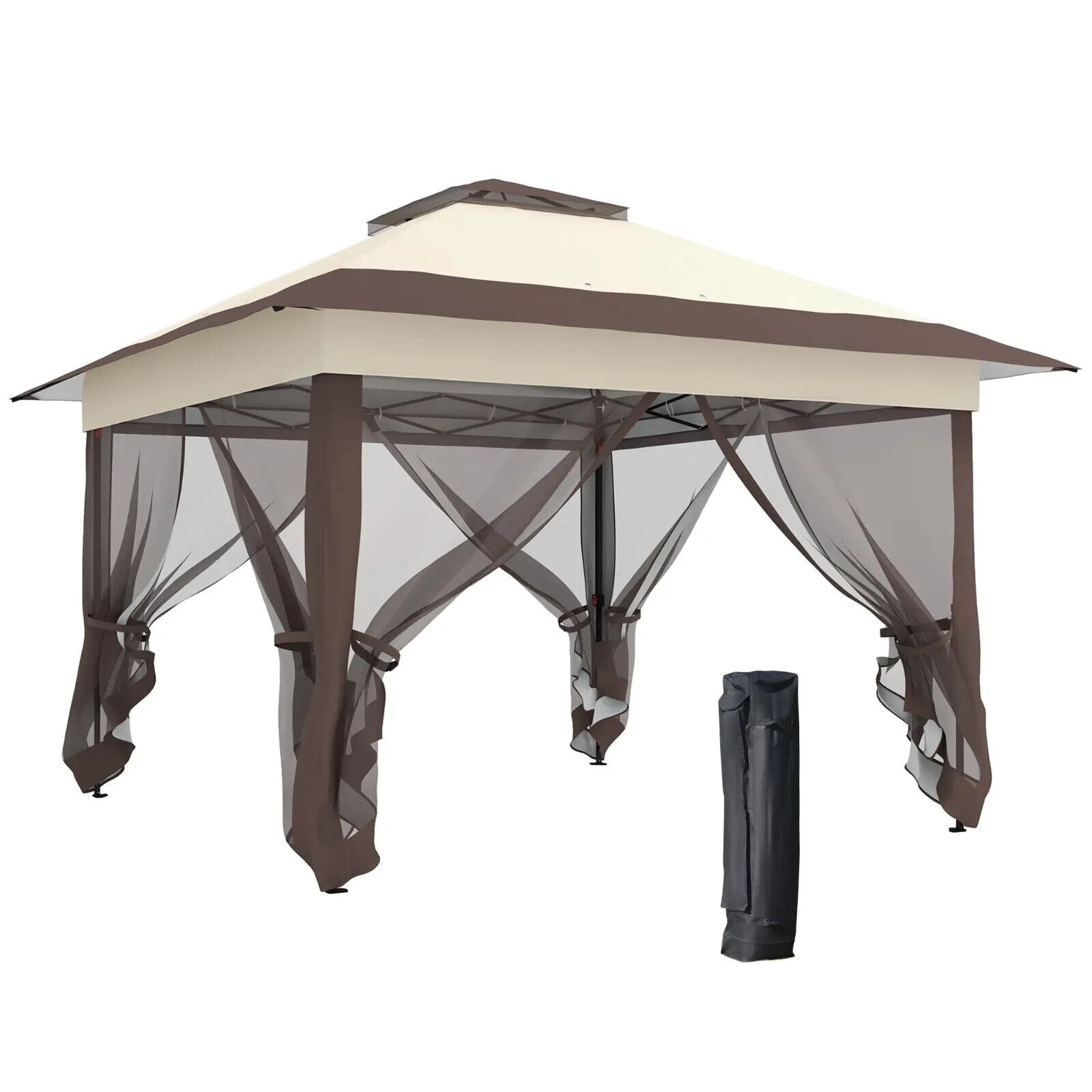 3.6 x 3.6m Pop - up Gazebo Tent Garden Marquee Canopy Steel Frame Sun Shade W/ Bag - Home and Garden Furniture Shop - #rustic - furniture#