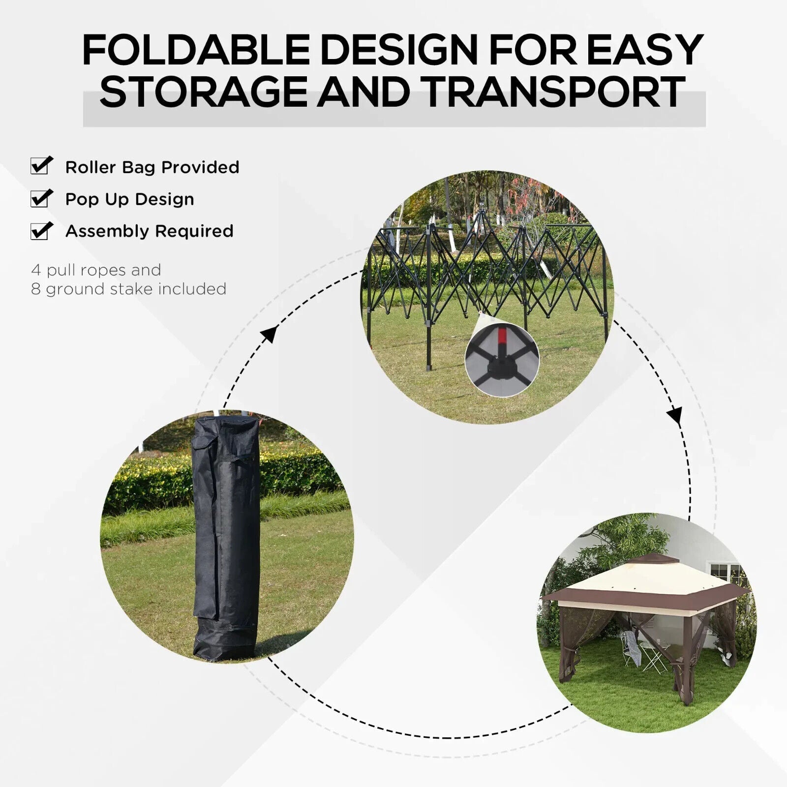 3.6 x 3.6m Pop - up Gazebo Tent Garden Marquee Canopy Steel Frame Sun Shade W/ Bag - Home and Garden Furniture Shop - #rustic - furniture#