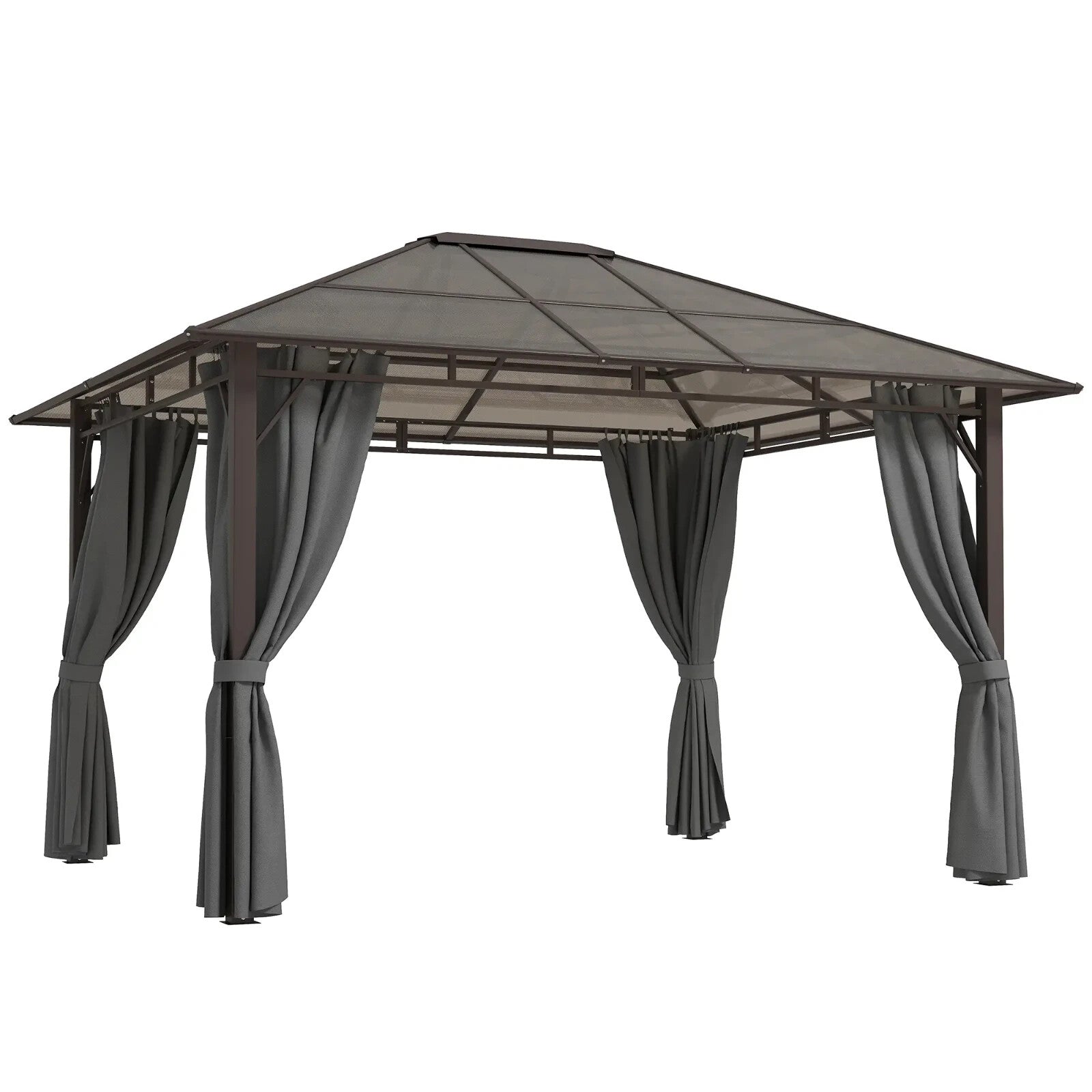 3.6 x 3m Hardtop Gazebo Garden with Sides Pavilion Tent Polycarbonate Roof Shade - Home and Garden Furniture Shop - rustic - furniture