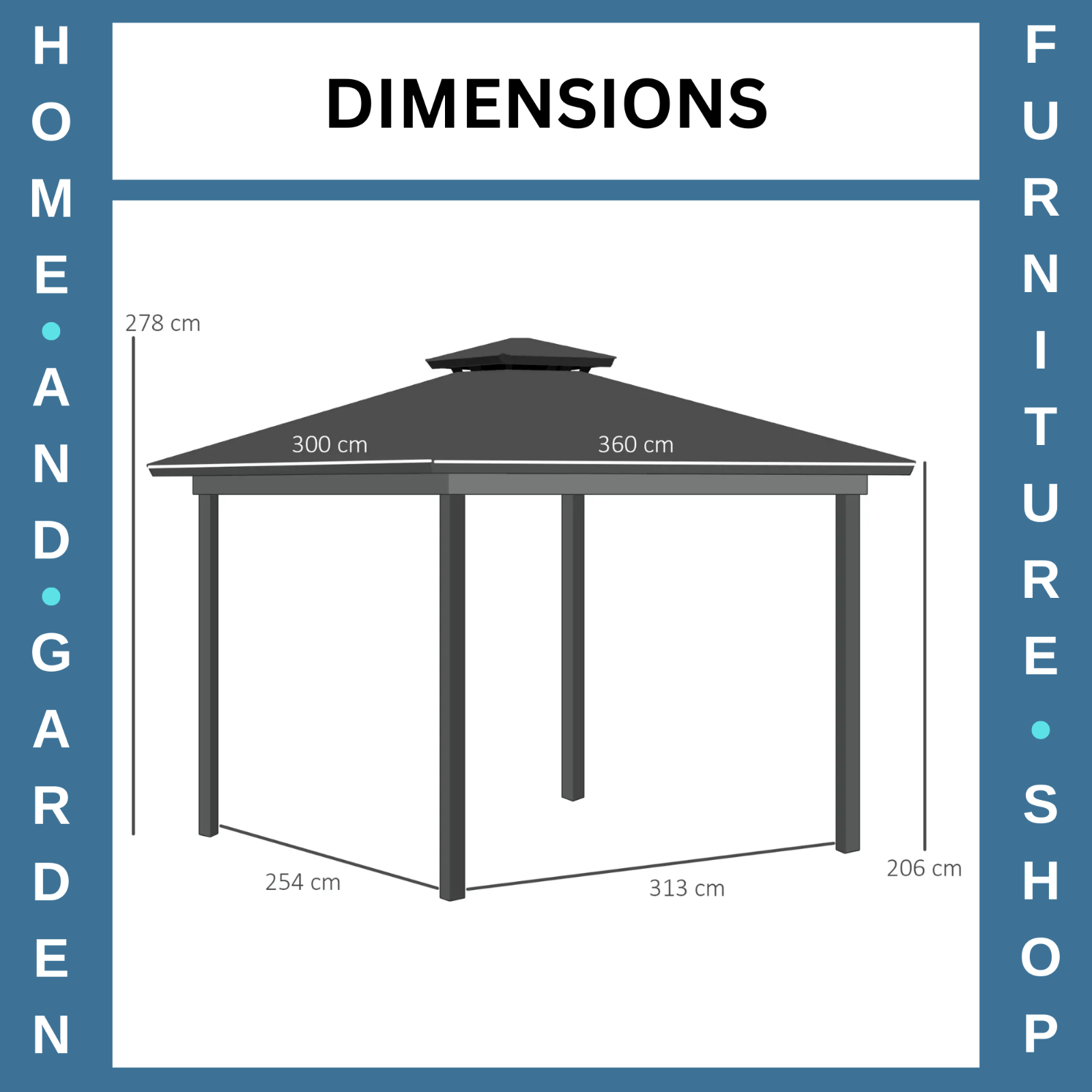 3.6m Double Roof Hard Top Gazebo Sides Metal Frame Party Tent Garden Patio Cover - Home and Garden Furniture Shop - rustic - furniture