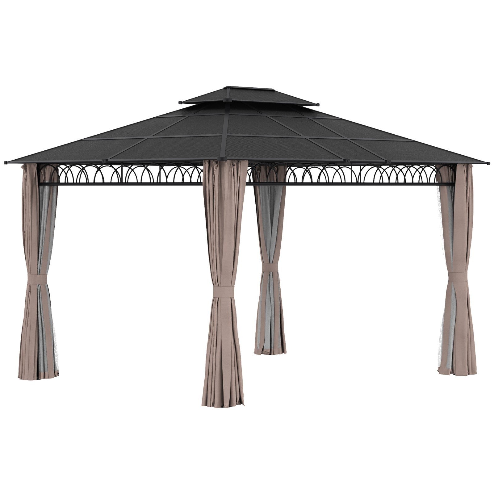 3.6m Double Roof Hard Top Gazebo Sides Metal Frame Party Tent Garden Patio Cover - Home and Garden Furniture Shop - rustic - furniture