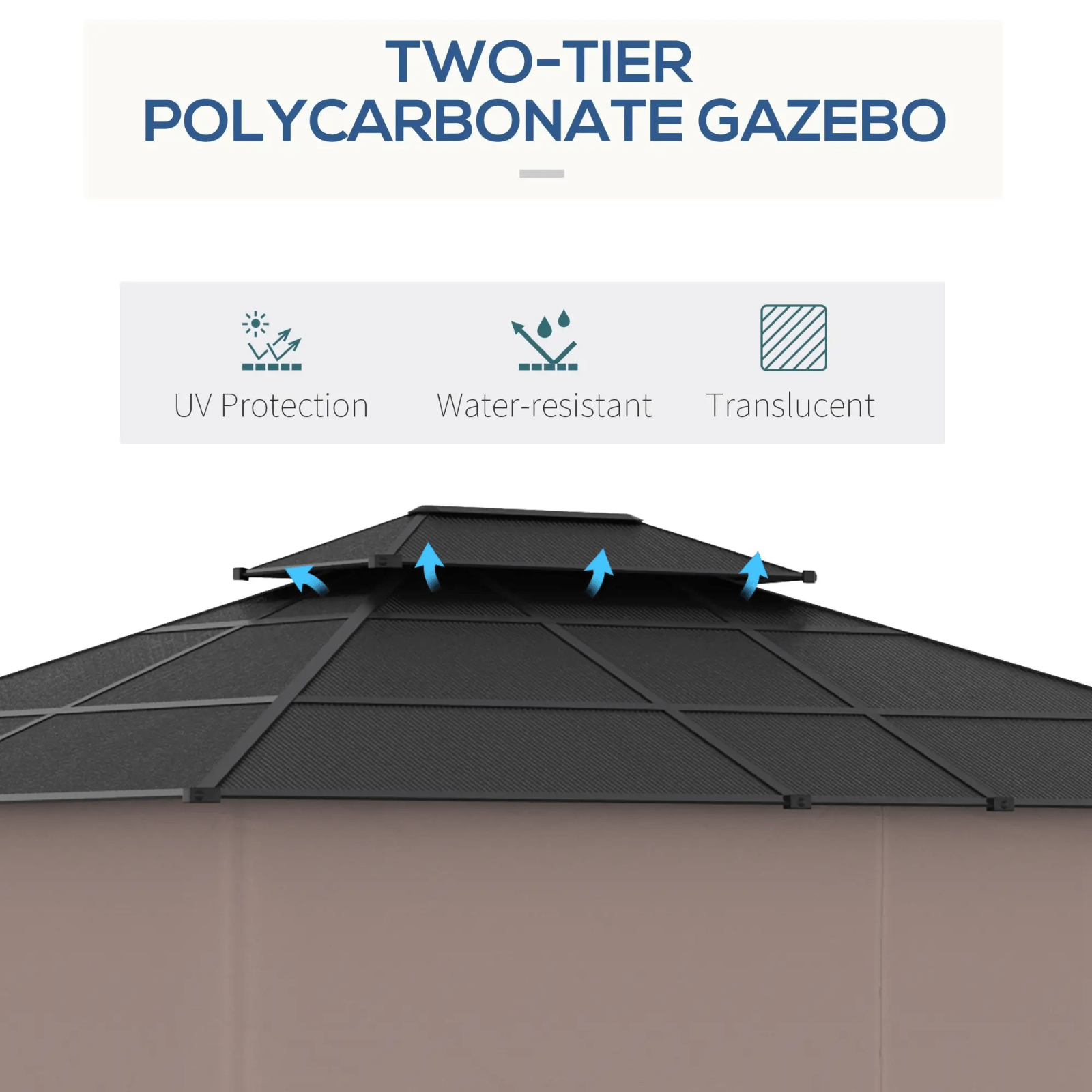 3.6m Double Roof Hard Top Gazebo Sides Metal Frame Party Tent Garden Patio Cover - Home and Garden Furniture Shop - rustic - furniture