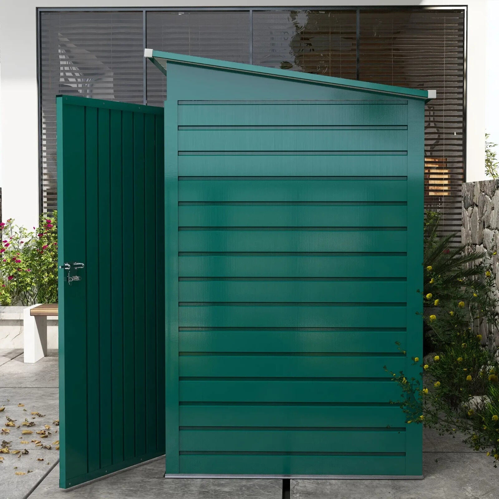 3.7 x 7.9ft Galvanised Garden Storage Shed Metal Outdoor Shed with Double Doors - Home and Garden Furniture Shop - #rustic - furniture#