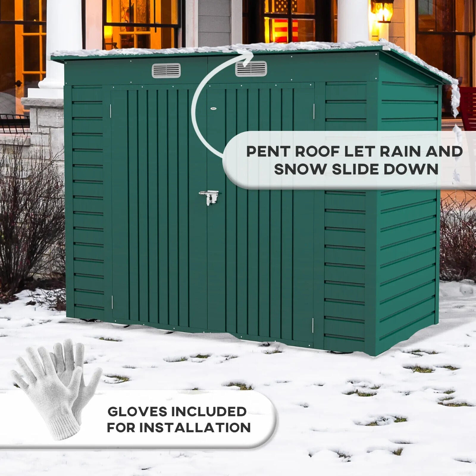 3.7 x 7.9ft Galvanised Garden Storage Shed Metal Outdoor Shed with Double Doors - Home and Garden Furniture Shop - #rustic - furniture#