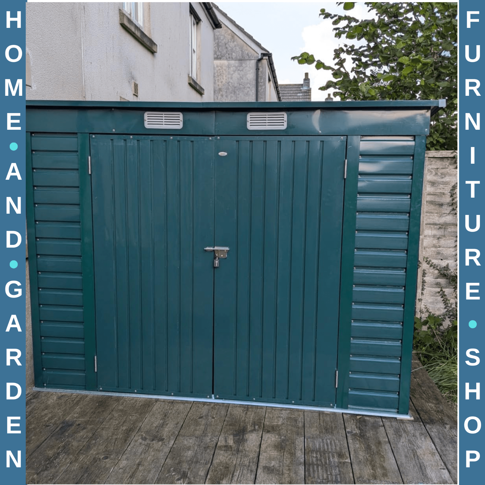 3.7 x 7.9ft Galvanised Garden Storage Shed Metal Outdoor Shed with Double Doors - Home and Garden Furniture Shop - #rustic - furniture#