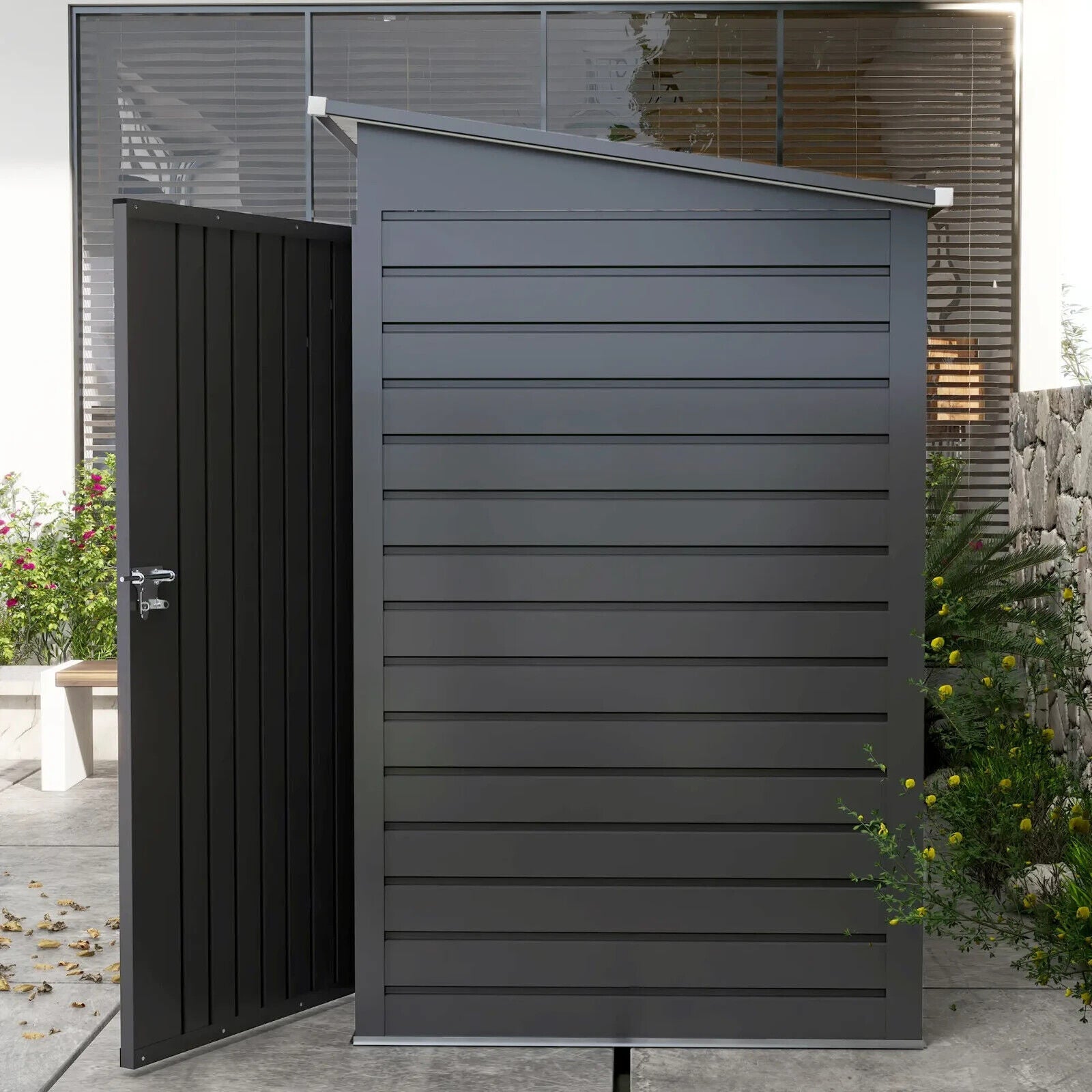 3.7 x 7.9ft Galvanised Garden Storage Shed Steel Outdoor Shed with Double Doors - Home and Garden Furniture Shop - #rustic - furniture#