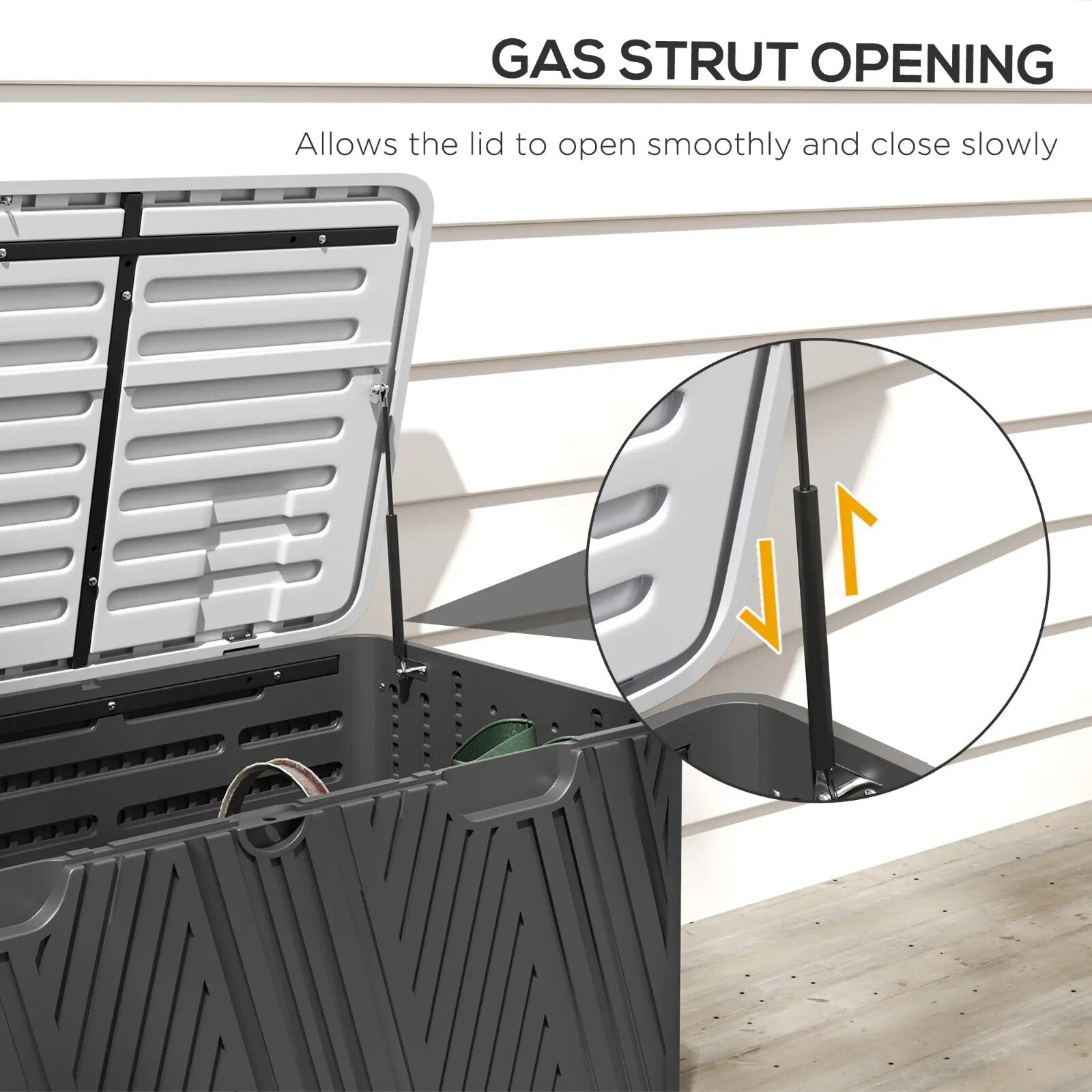 380L Garden Storage Box Outdoor Waterproof Double Layer with Lockable Lid Handle - Home and Garden Furniture Shop - rustic - furniture
