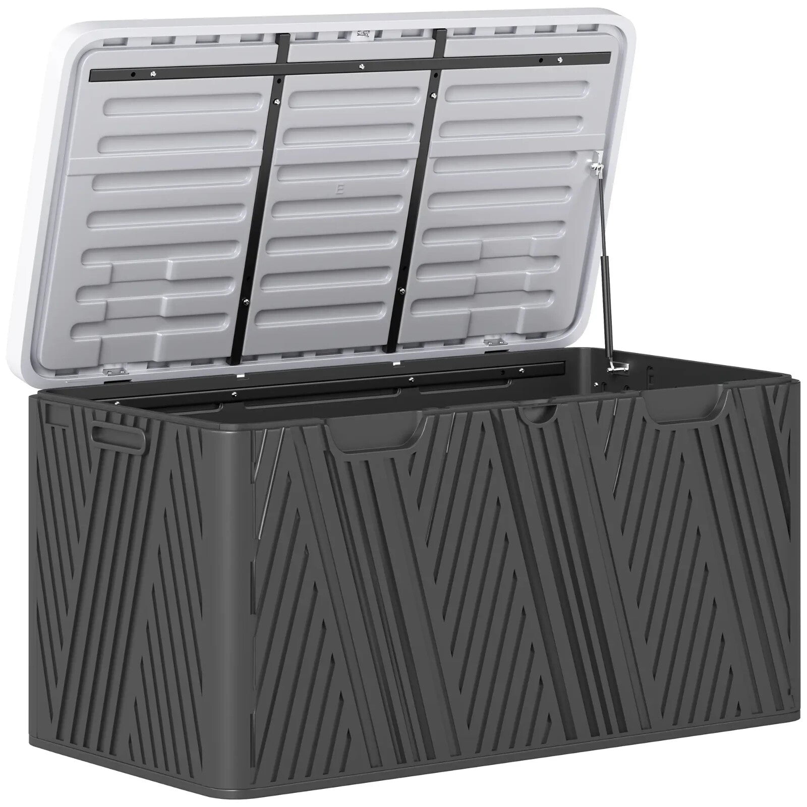 380L Garden Storage Box Outdoor Waterproof Double Layer with Lockable Lid Handle - Home and Garden Furniture Shop - rustic - furniture