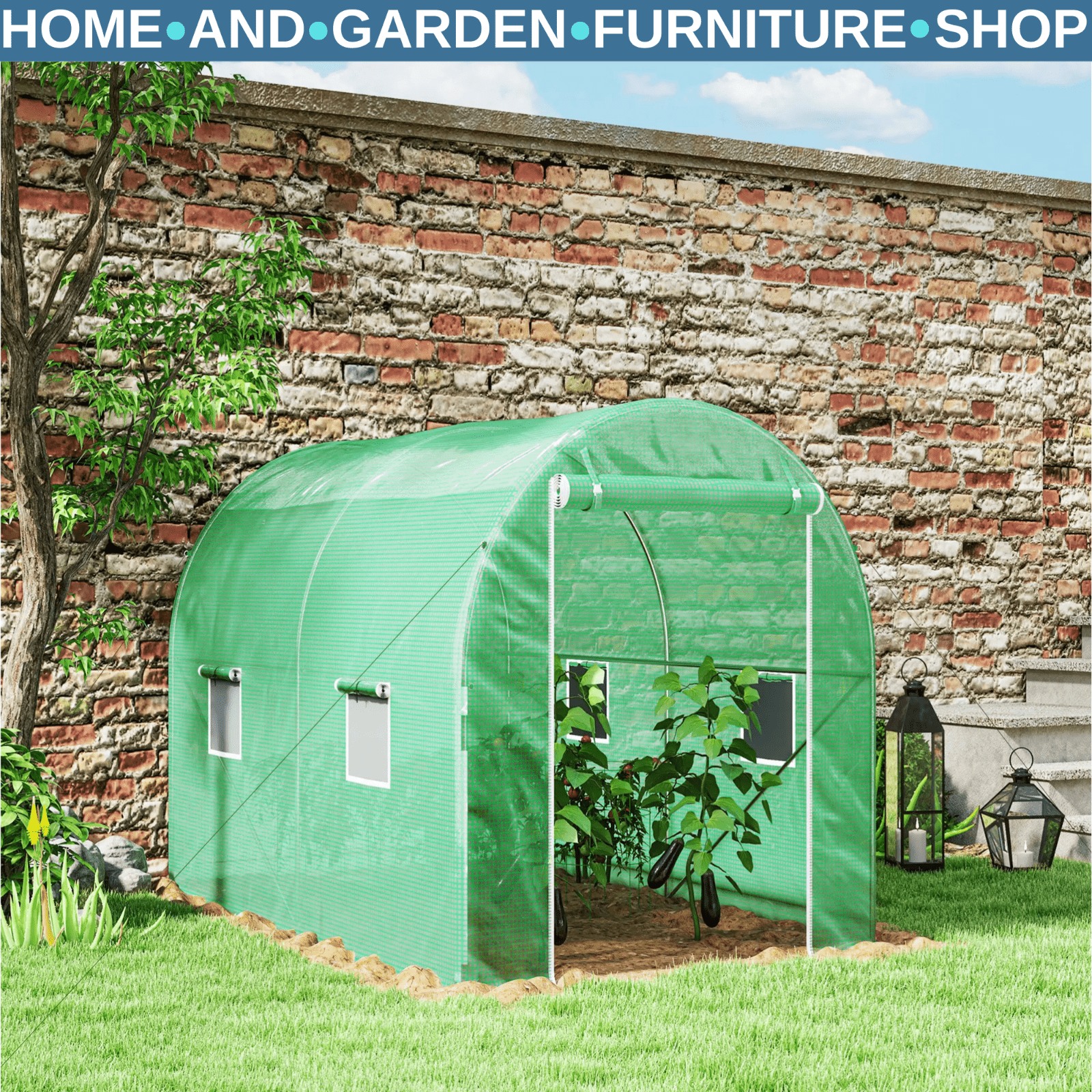 3L x 2W x 2H m Walk - In Polytunnel Greenhouse w/ Zipped Door for Garden Vegetable - Home and Garden Furniture Shop - rustic - furniture
