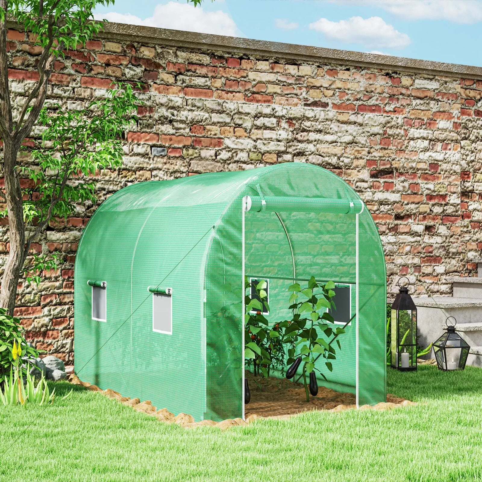 3L x 2W x 2H m Walk - In Polytunnel Greenhouse w/ Zipped Door for Garden Vegetable - Home and Garden Furniture Shop - rustic - furniture