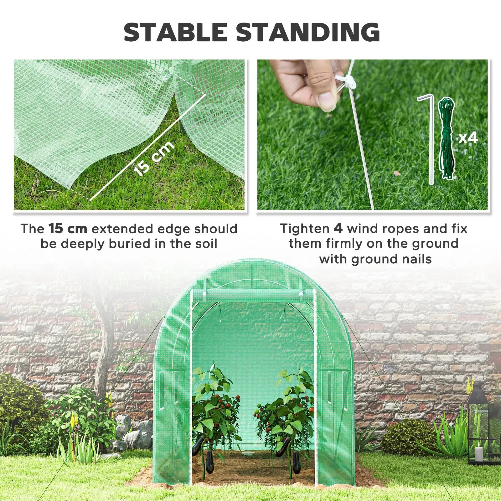 3L x 2W x 2H m Walk - In Polytunnel Greenhouse w/ Zipped Door for Garden Vegetable - Home and Garden Furniture Shop - rustic - furniture